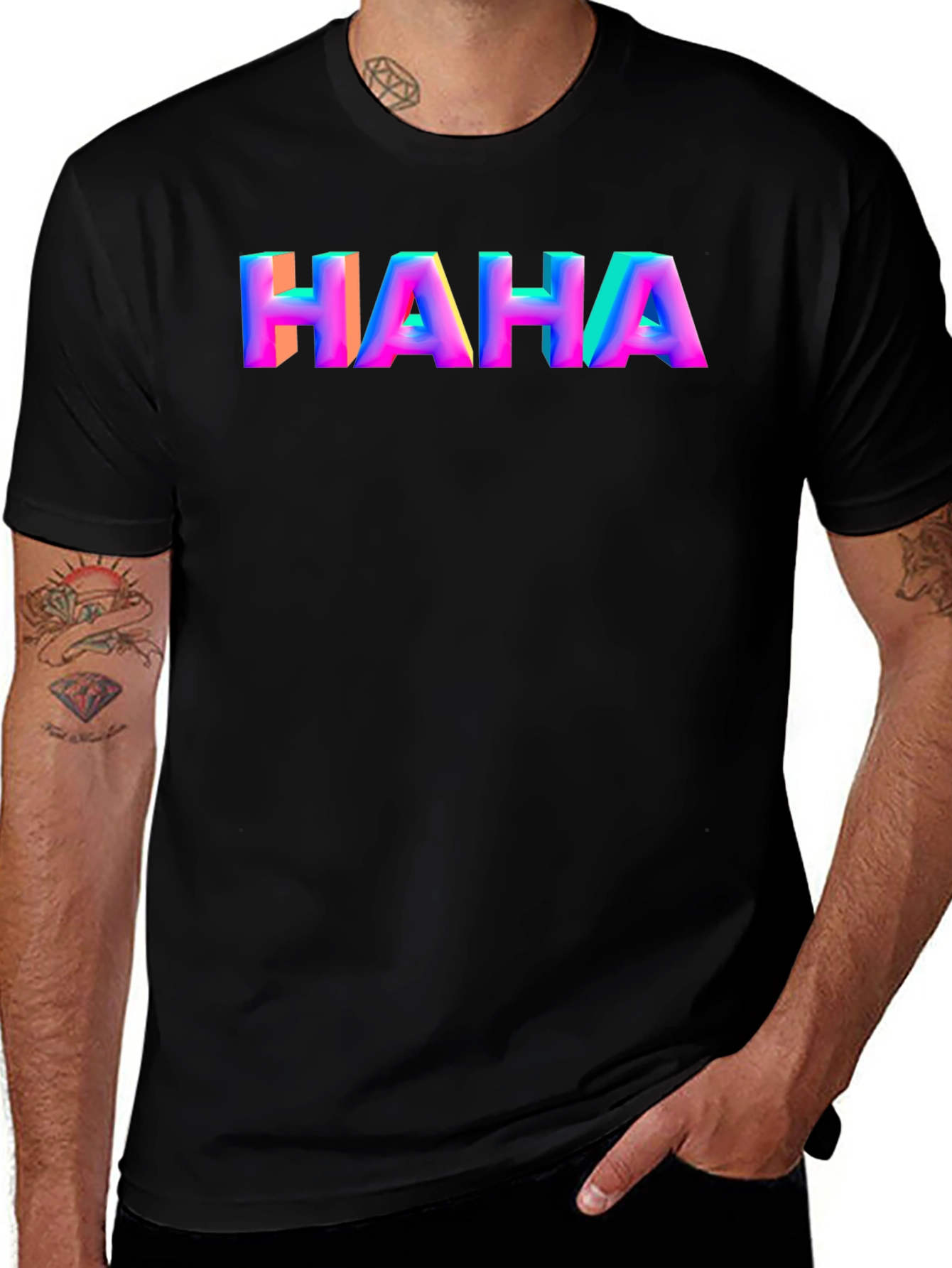 Variant 24 of HAHA Graphic Tee - Bold Rainbow Word Art