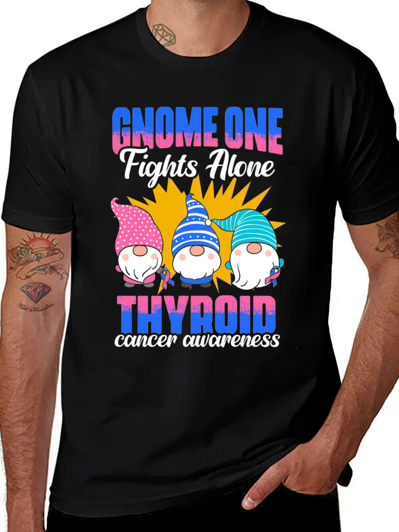 Gnome One Fights Alone Thyroid Cancer Awareness T-Shirt