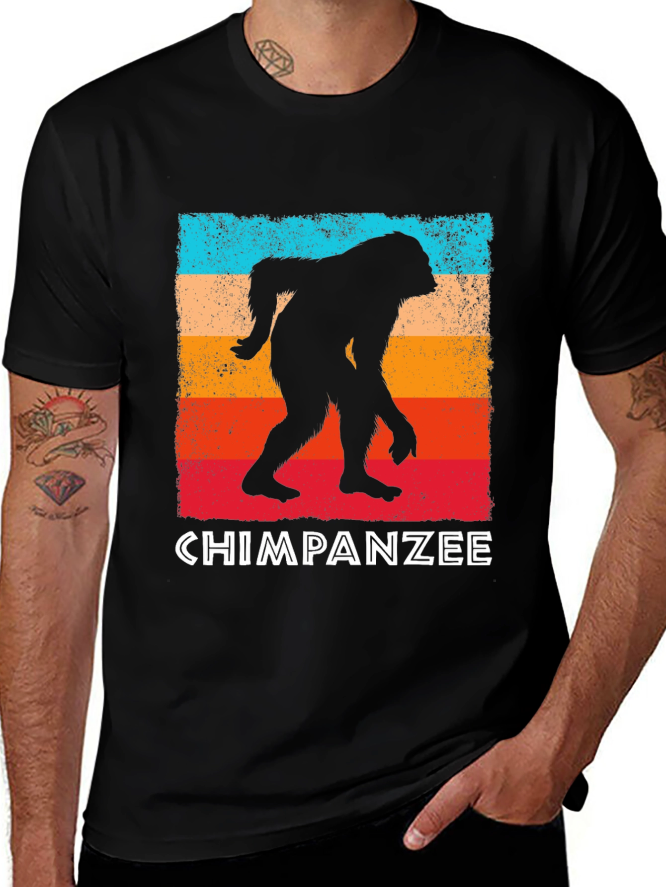 Variant 27 of Chimpanzee Retro Graphic Tee - Black