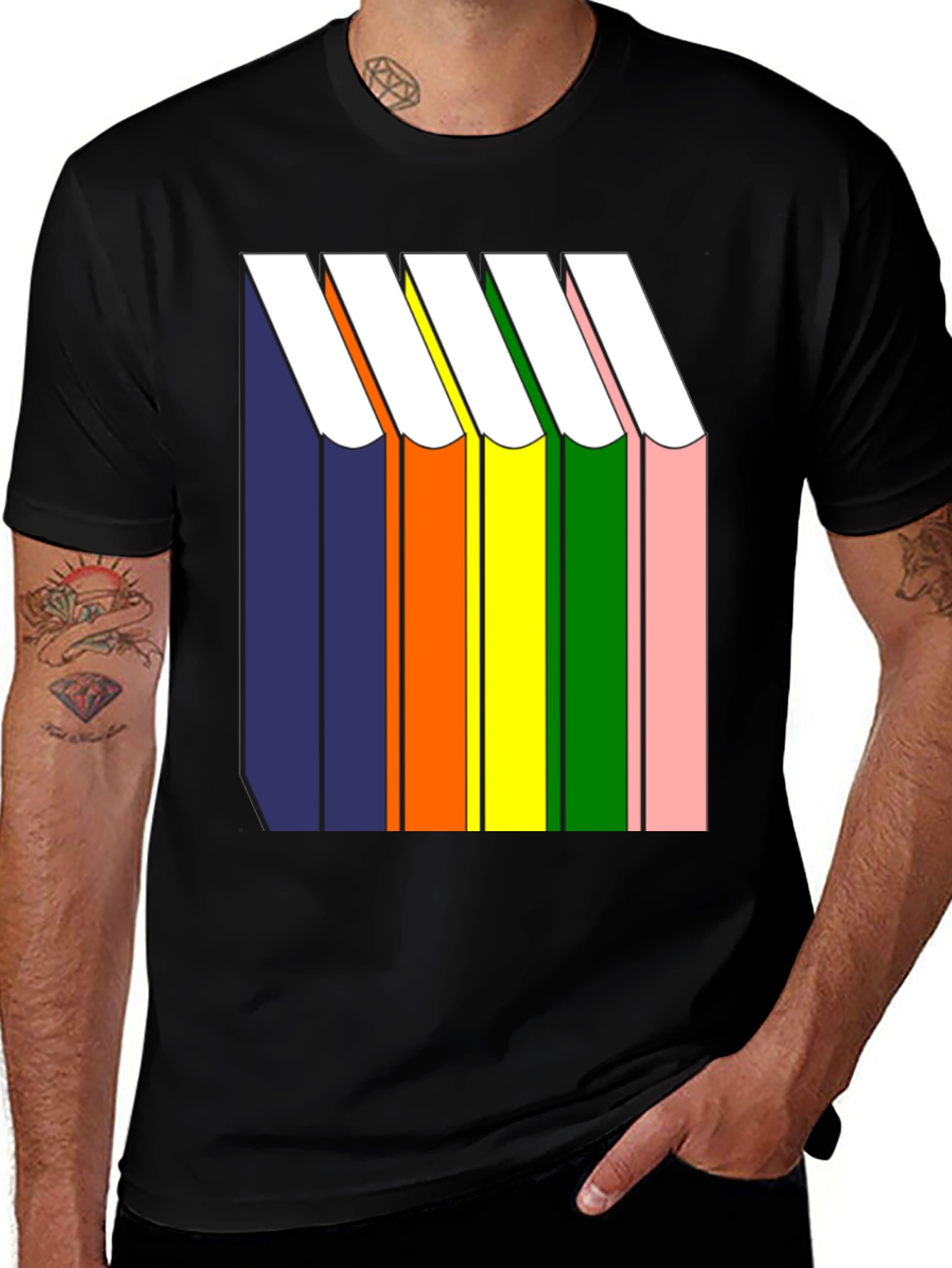 Rainbow Book Stack T-Shirt - Graphic Tee