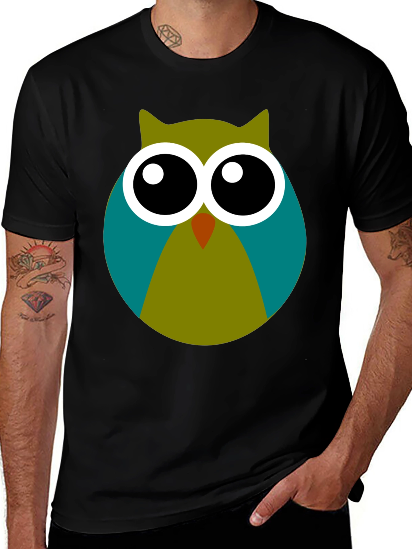Variant 21 of Owl Graphic Print Black T-Shirt