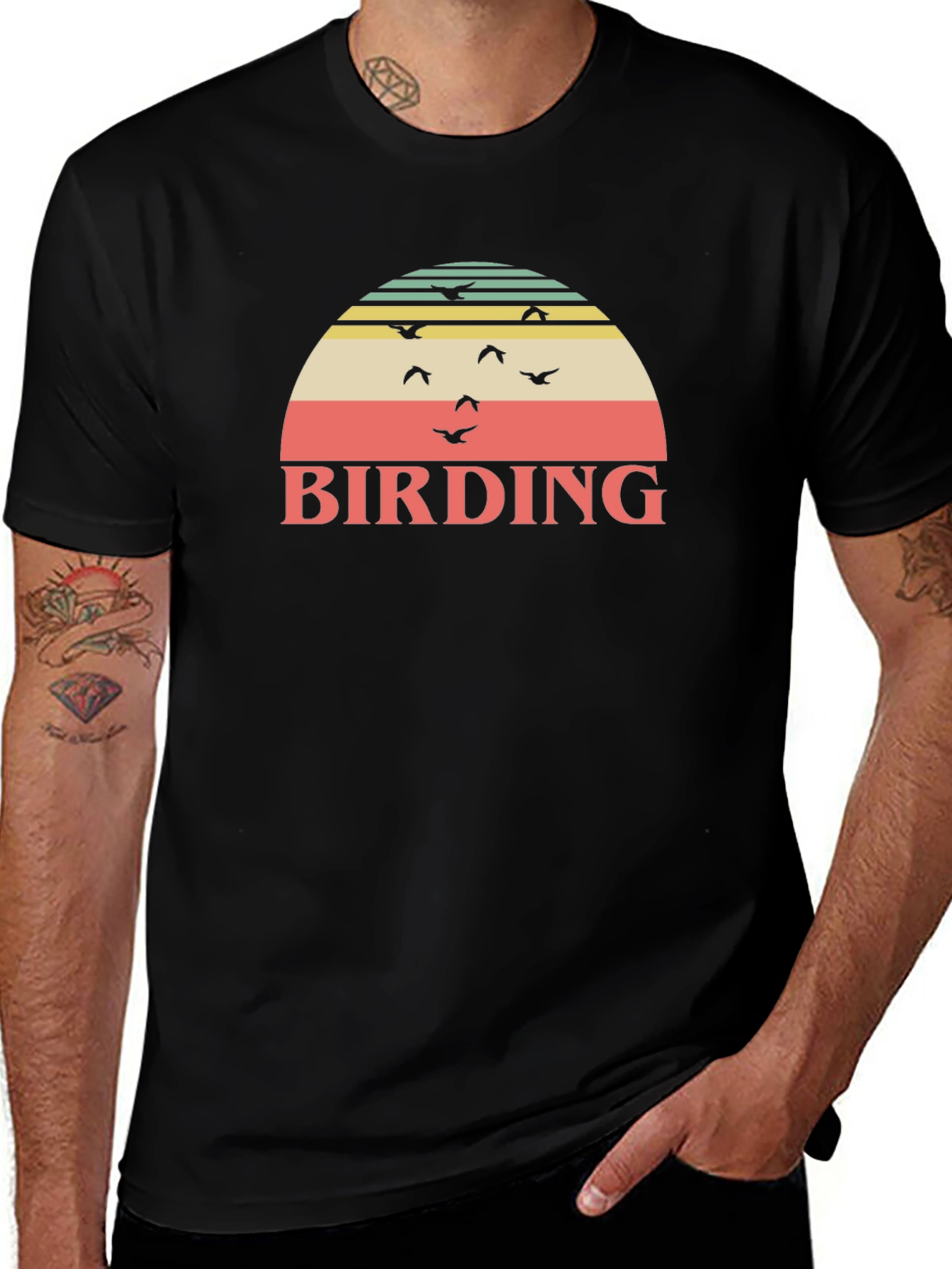Variant 2 of Birding Sunset Graphic T-Shirt - Nature Lover Apparel