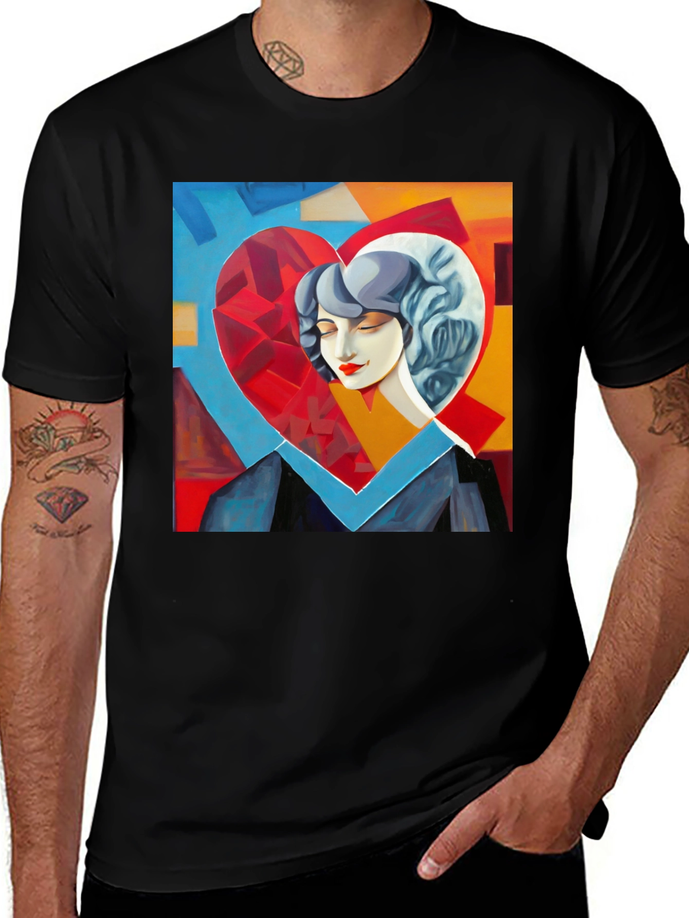 Variant 11 of Abstract Heart Art Graphic Tee - Stylish & Unique