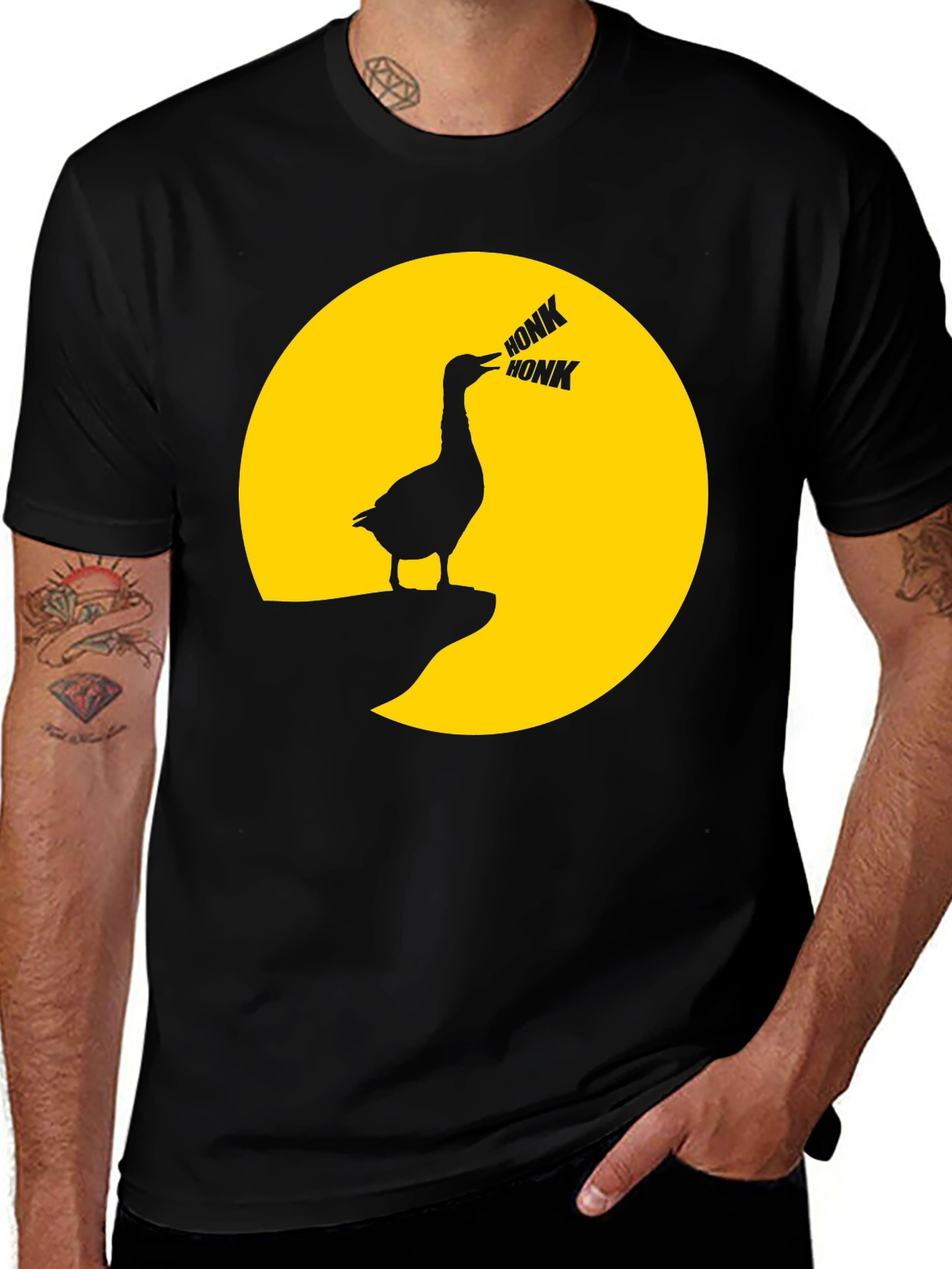 Variant 3 of Honk Goose T-Shirt - Funny Moon Graphic Tee