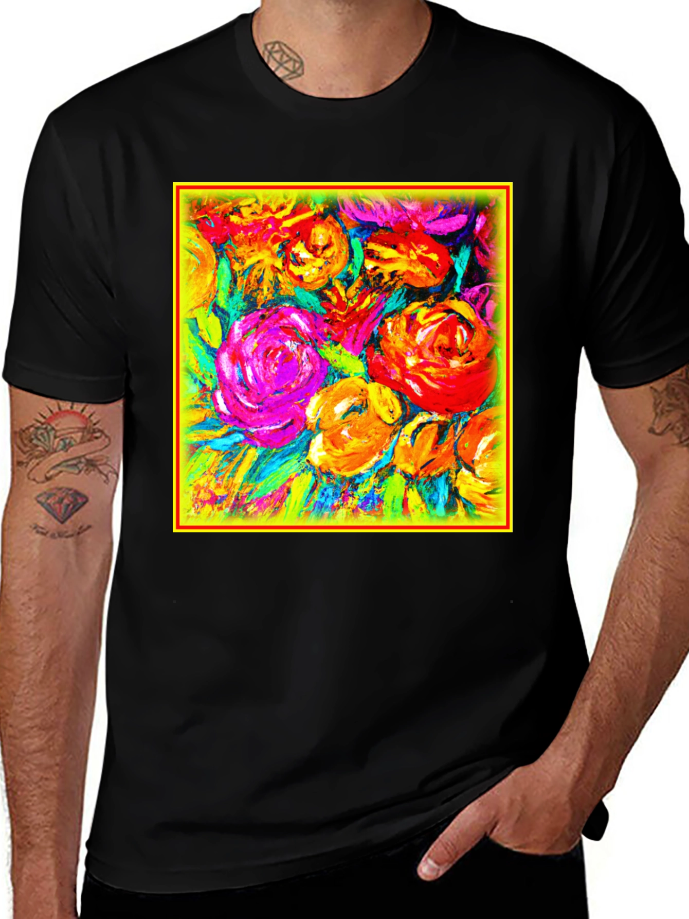 Variant 27 of Floral Burst Graphic Tee - Vibrant Art Design