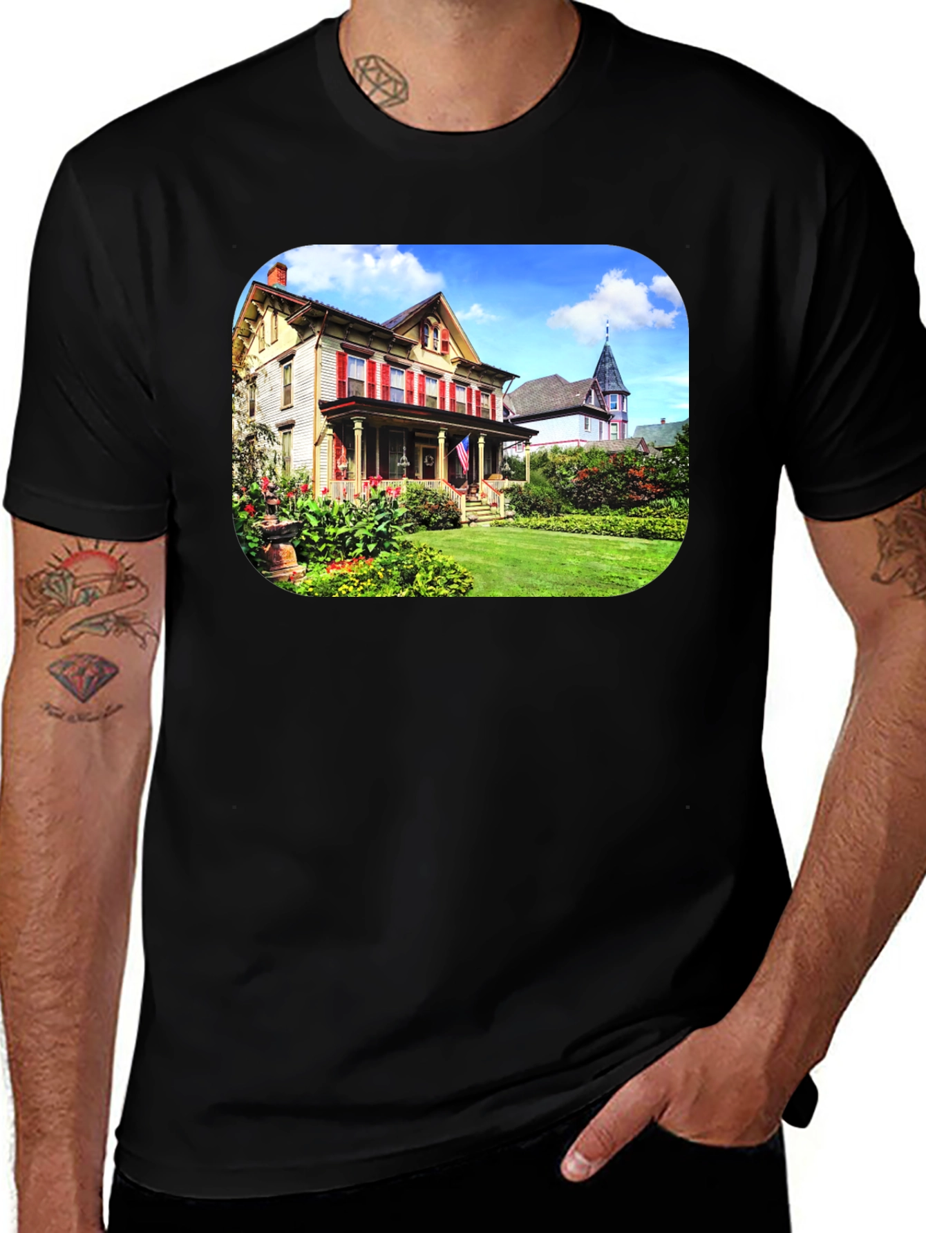 Variant 22 of Charming House Graphic Tee - Classic Style