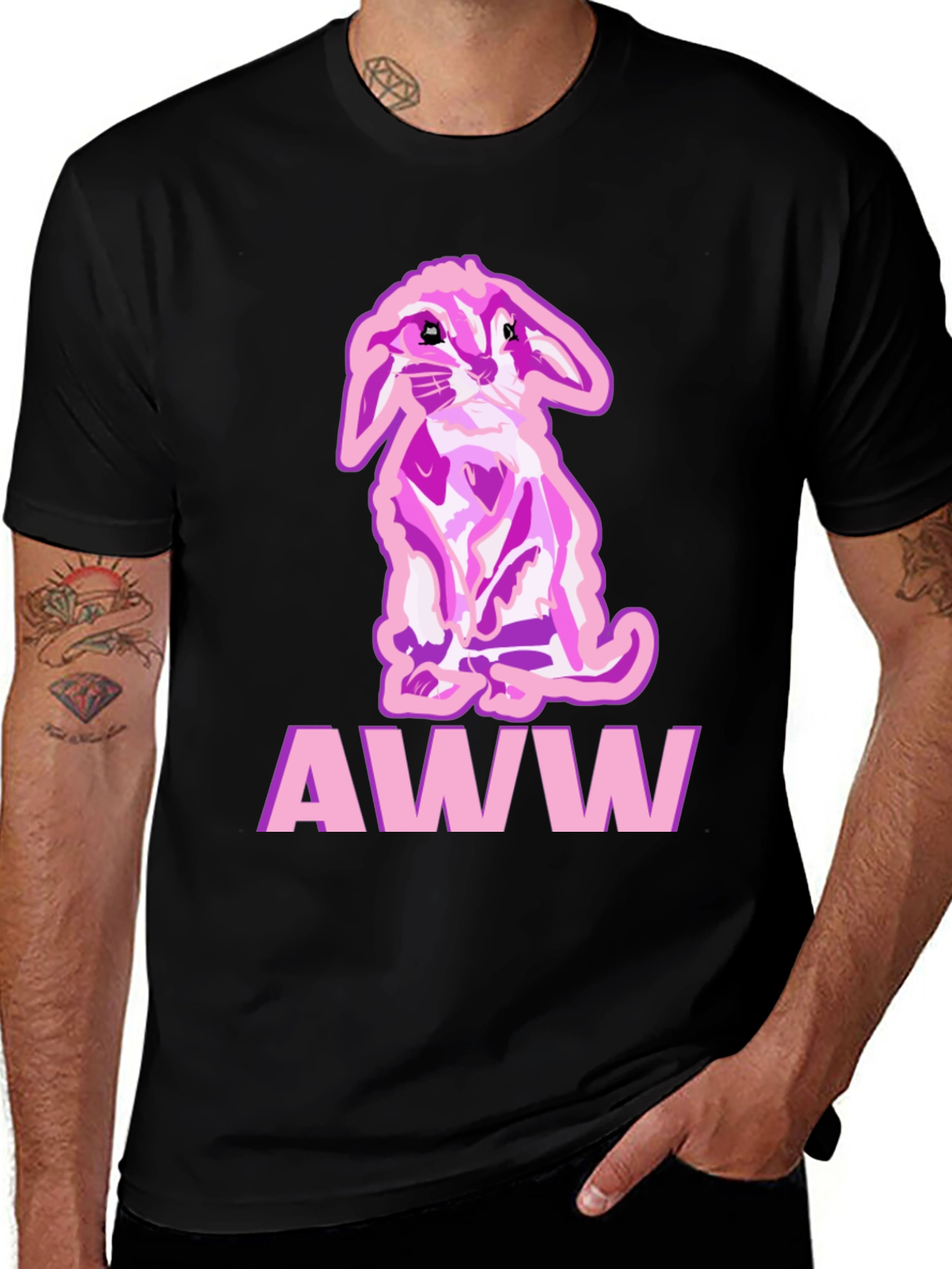 Variant 20 of Aww Cute Bunny Black T-Shirt