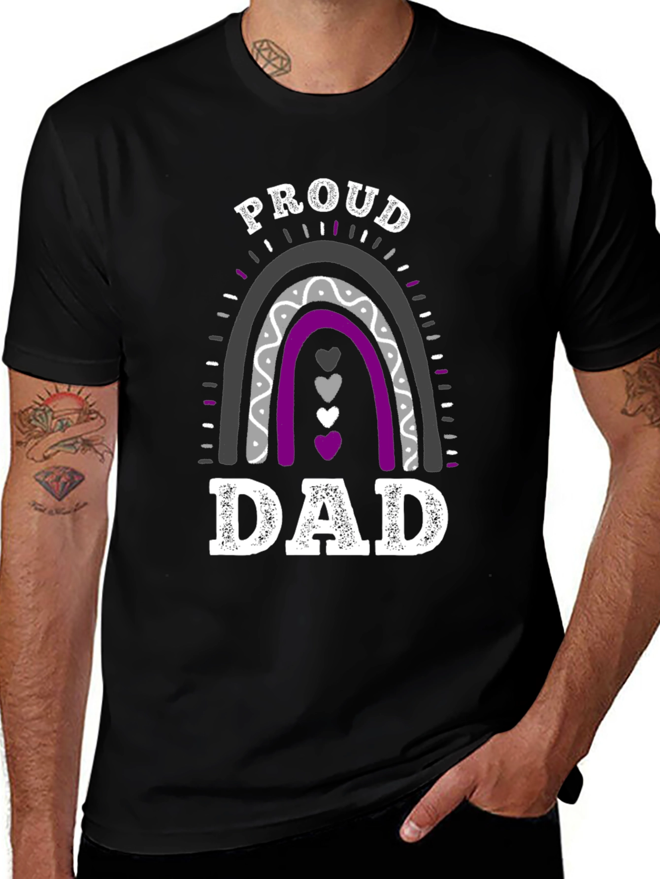 Variant 16 of Proud Dad Asexual Pride Rainbow T-Shirt