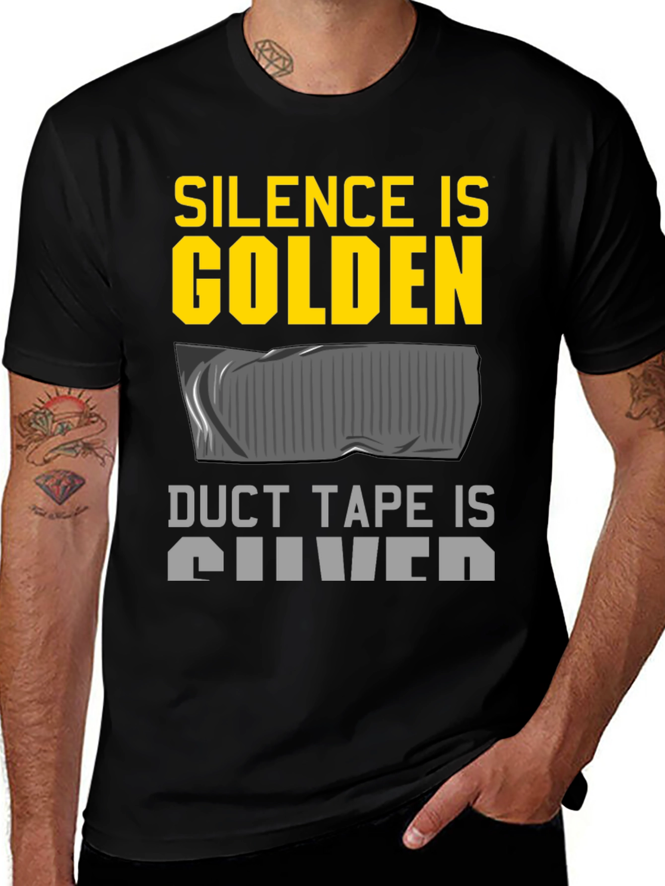 Variant 15 of Silence is Golden Duct Tape Silver Funny T-Shirt