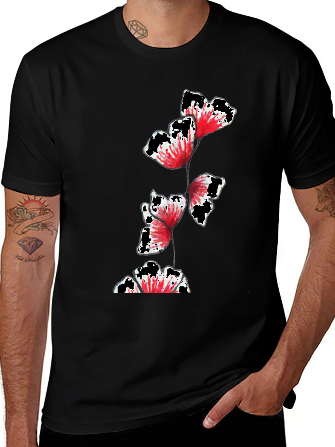 Variant 10 of Floral Print Black T-Shirt