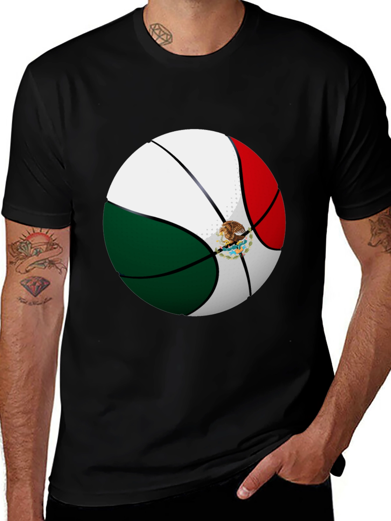 Variant 30 of Mexico Flag Basketball Graphic Tee