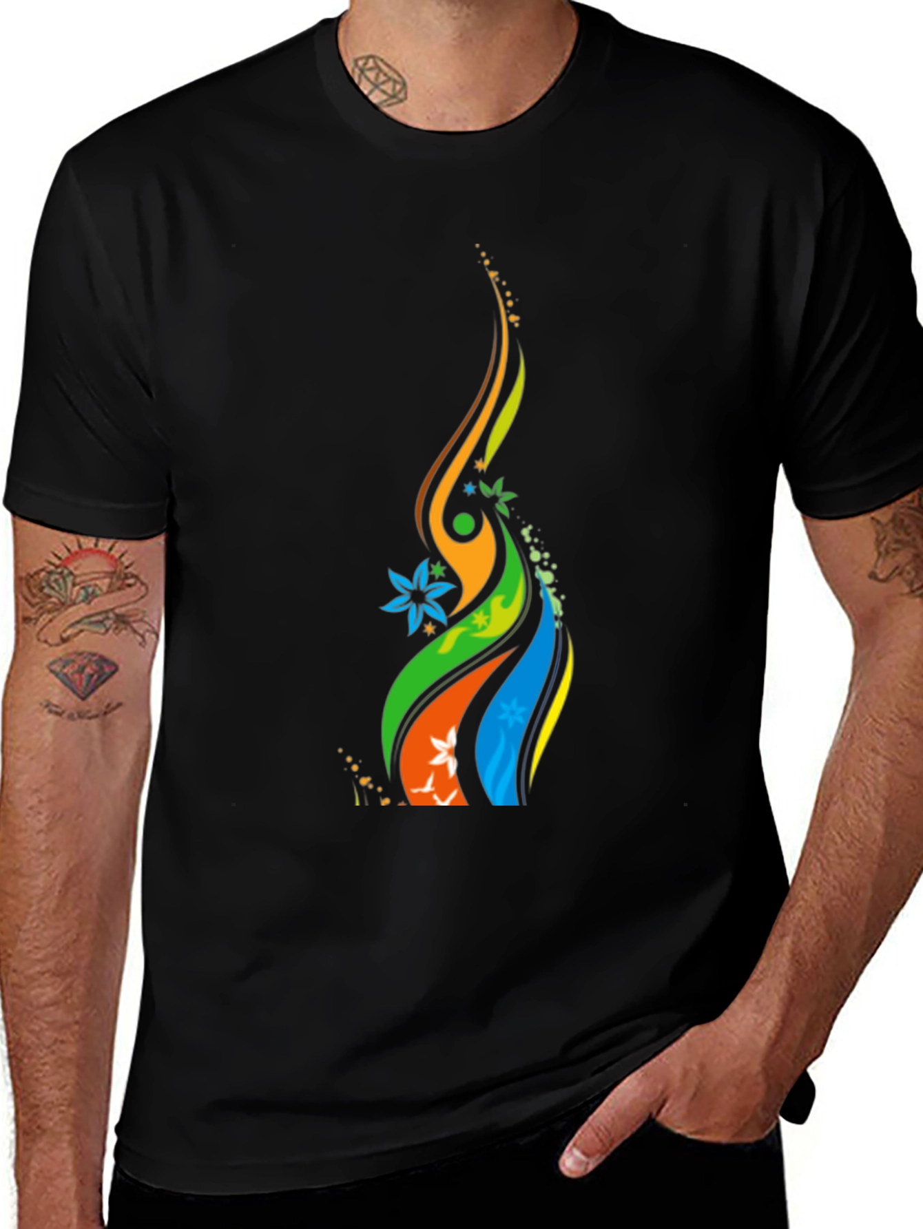 Variant 15 of Vibrant Abstract Graphic Black T-Shirt