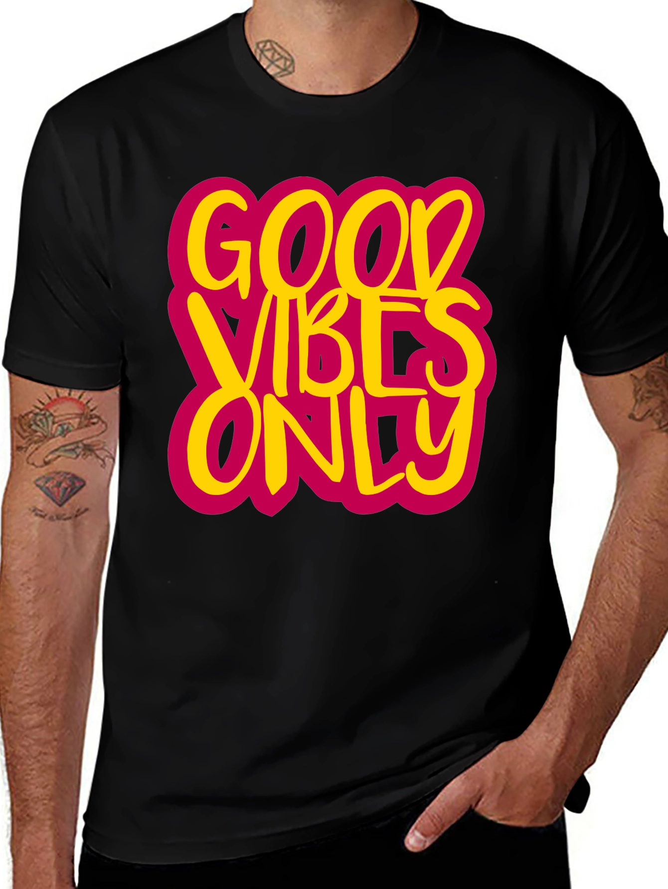 Variant 26 of Good Vibes Only Graphic Tee - Black