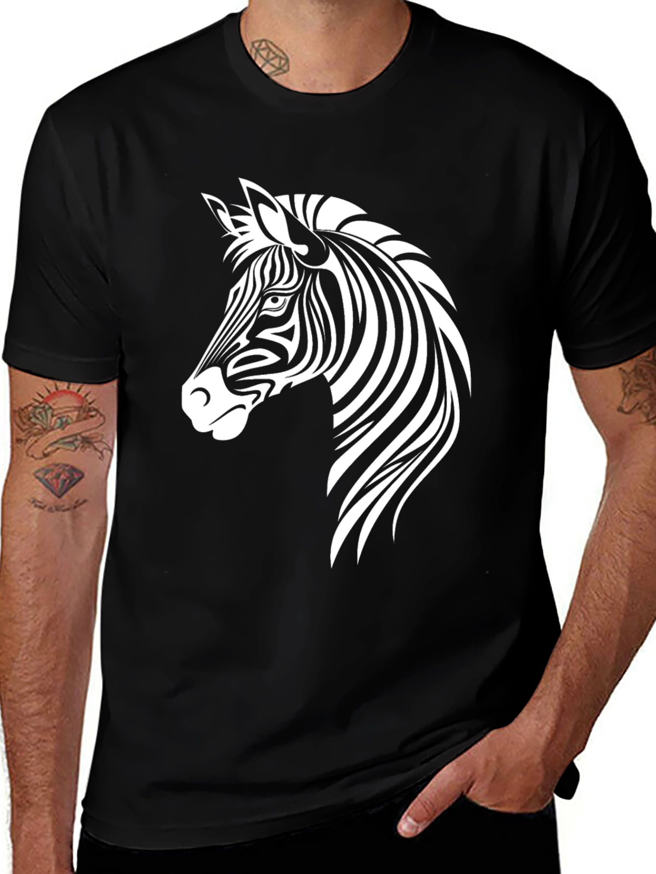 Variant 10 of Zebra Graphic Black T-Shirt for Men