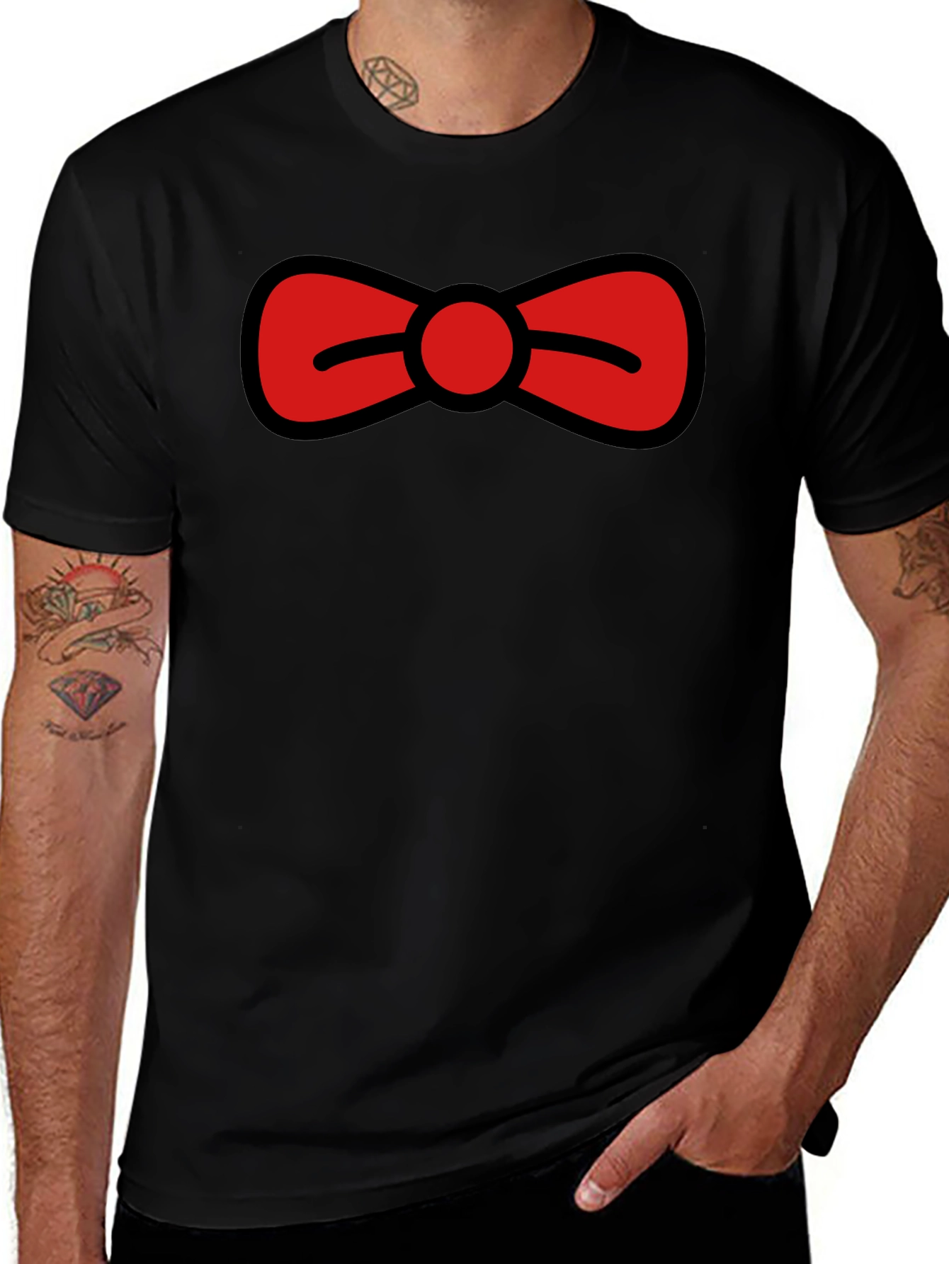 Variant 6 of Bow Tie Graphic Tee - Black Casual T-Shirt