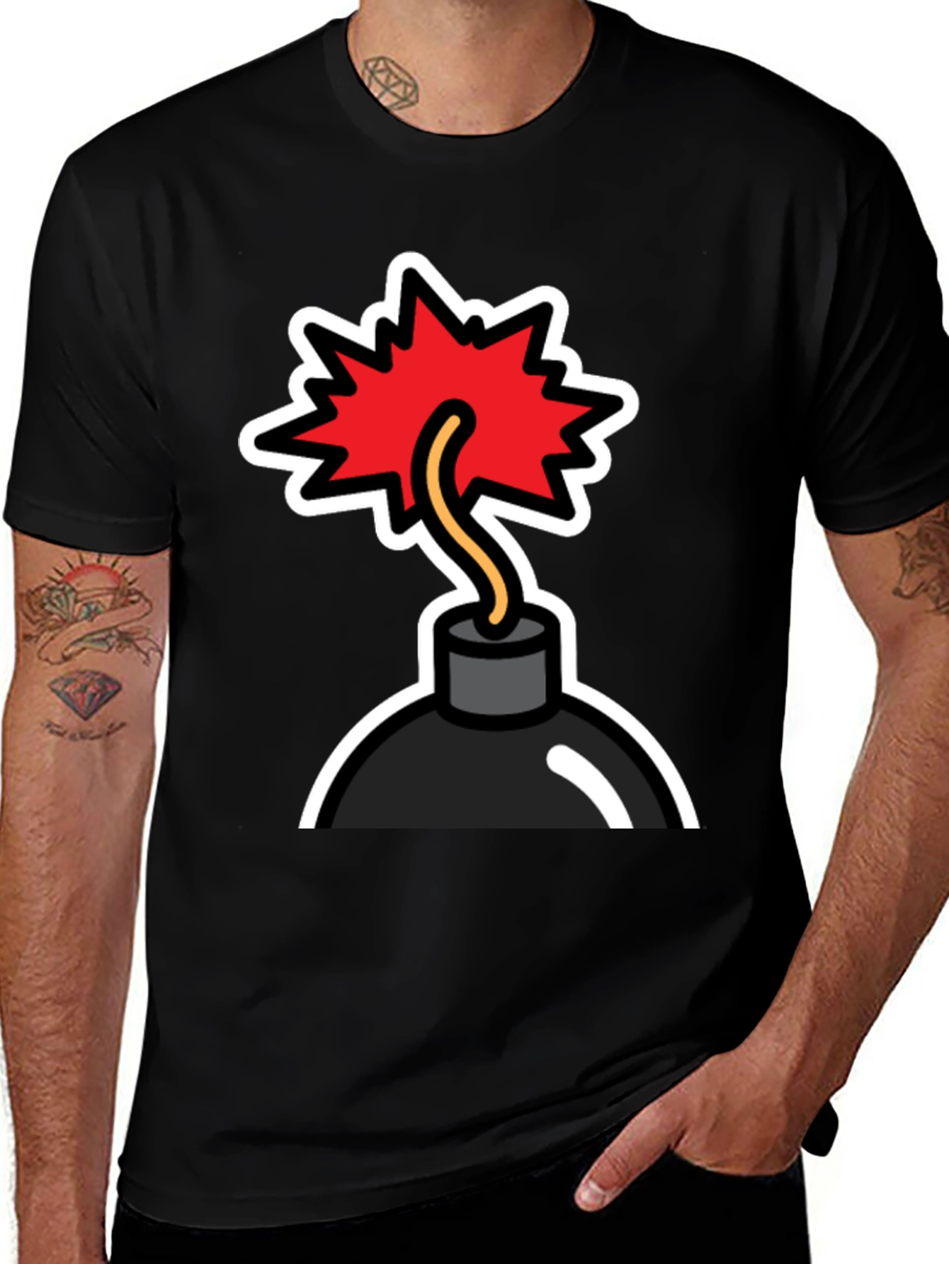 Variant 23 of Bomb Graphic T-Shirt - Black Cotton Tee for Men