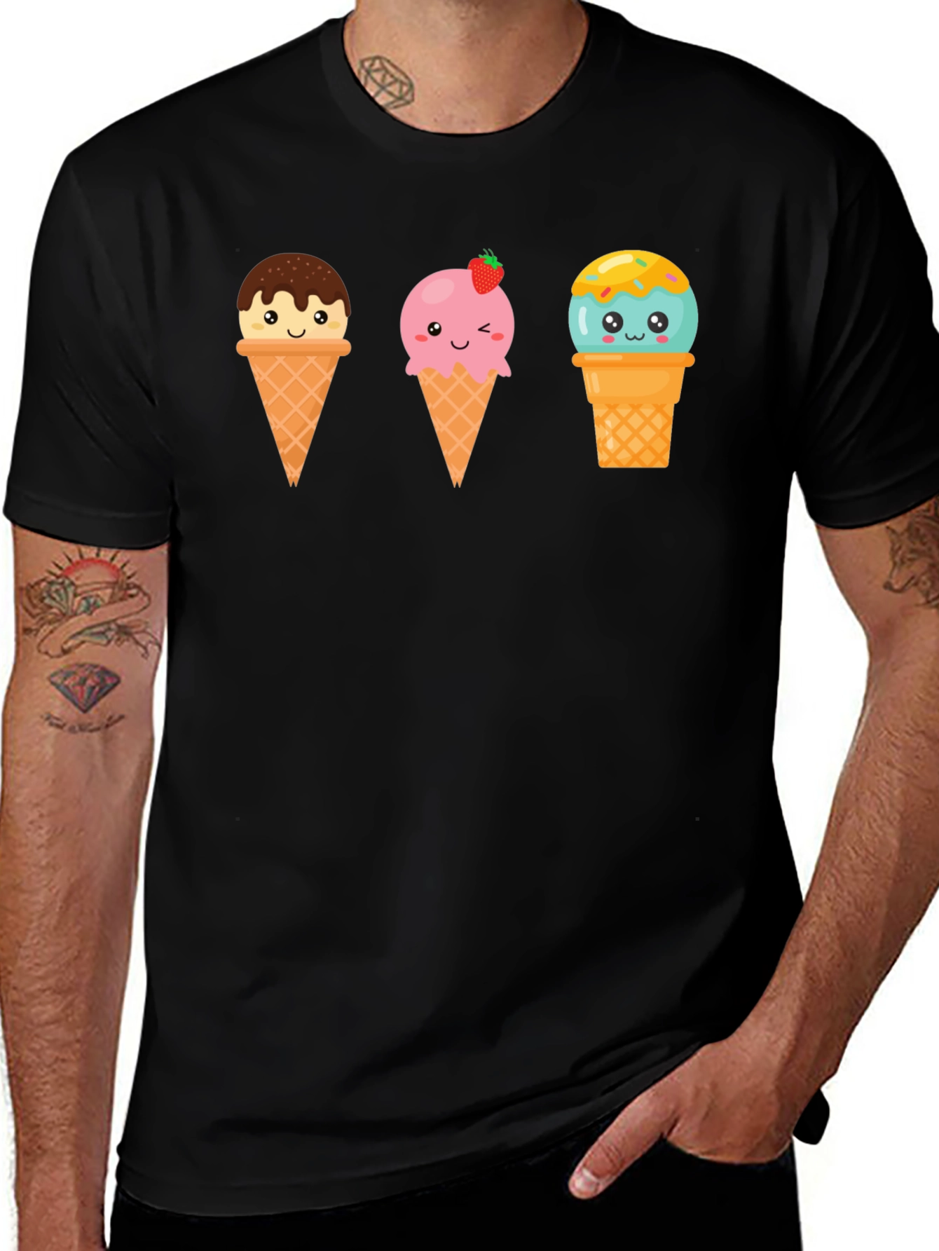 Variant 10 of Kawaii Ice Cream Graphic Tee - Cute Summer Shirt