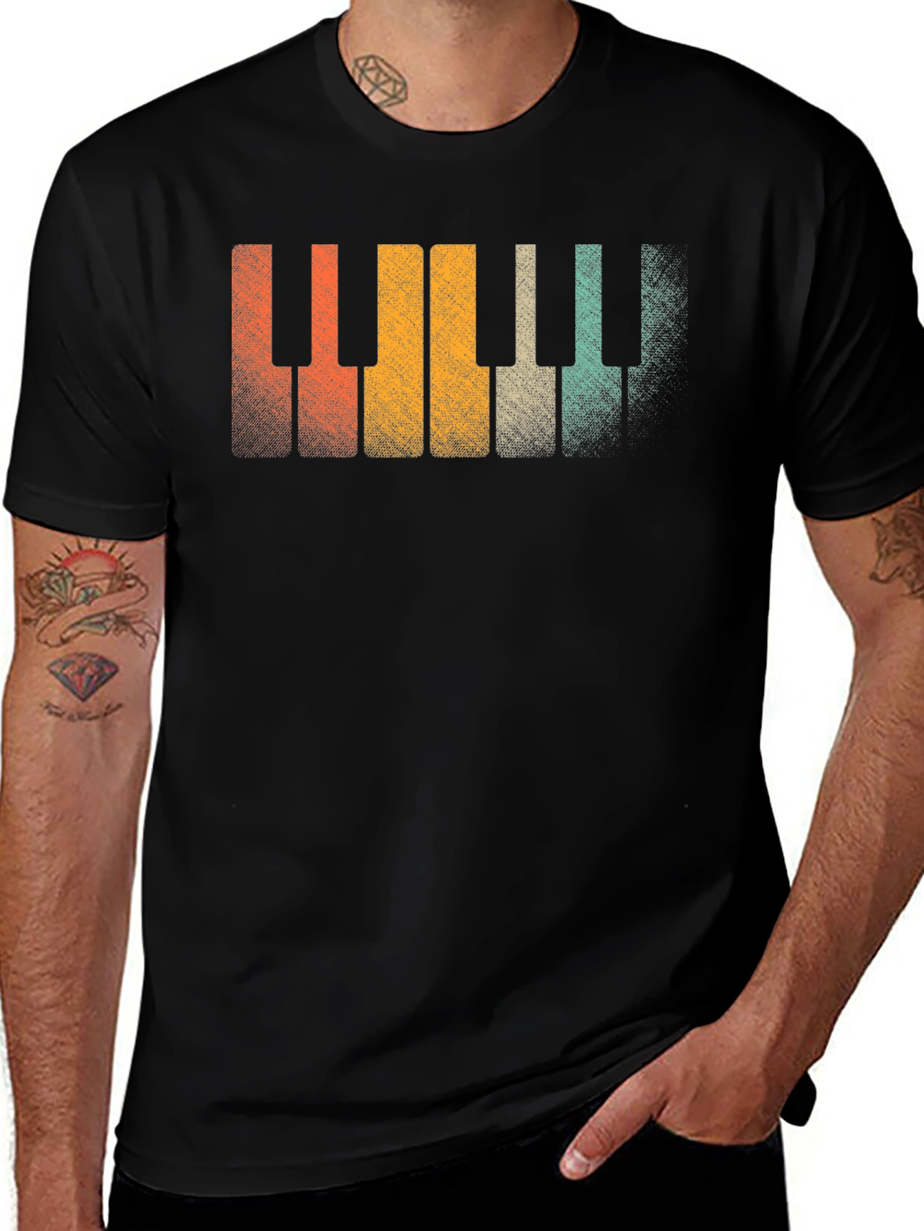 Variant 3 of Retro Piano Keys Graphic Tee - Musical Style