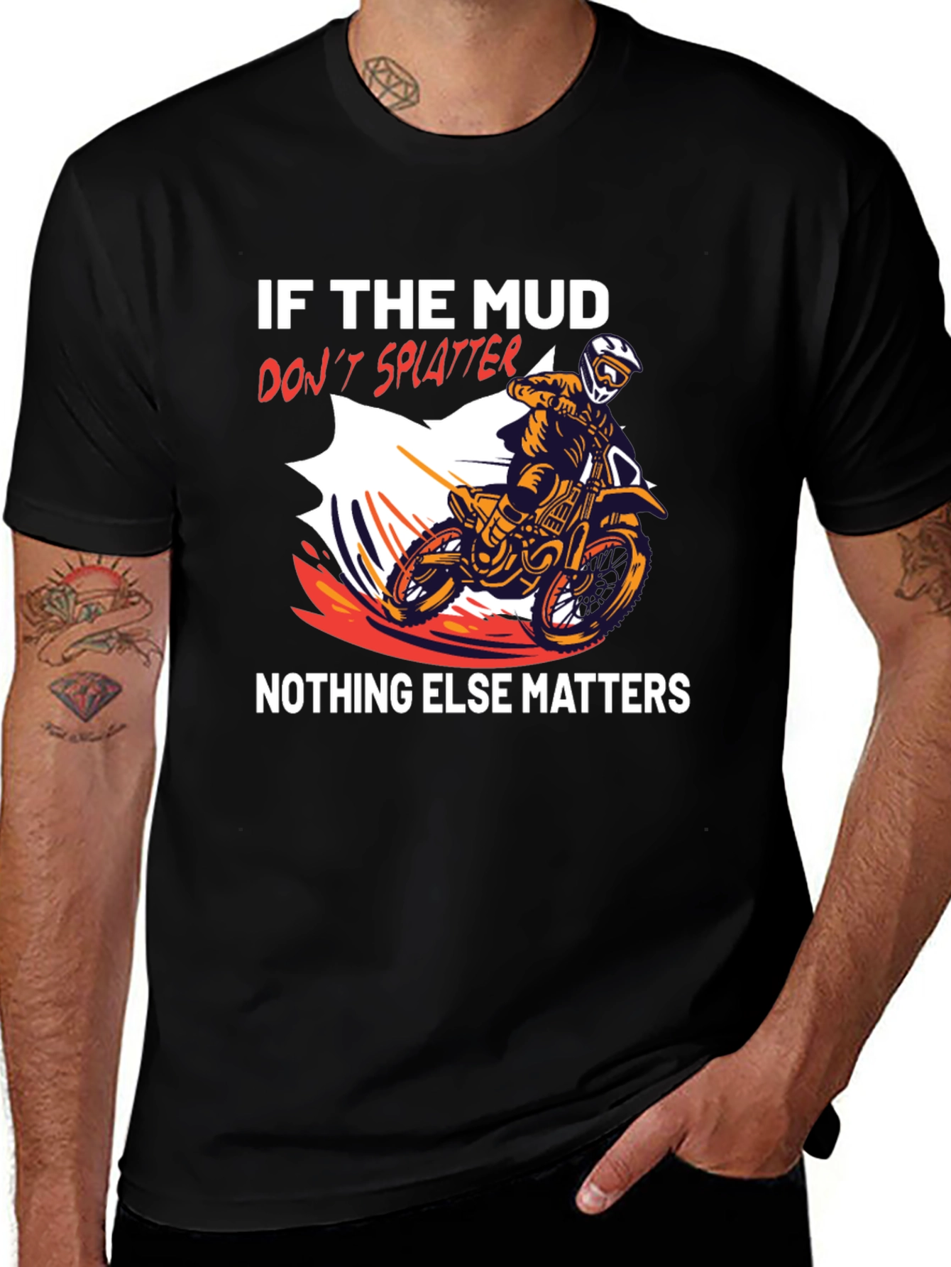 Variant 23 of Mud Splatter T-Shirt: Dirt Bike Rider Tee