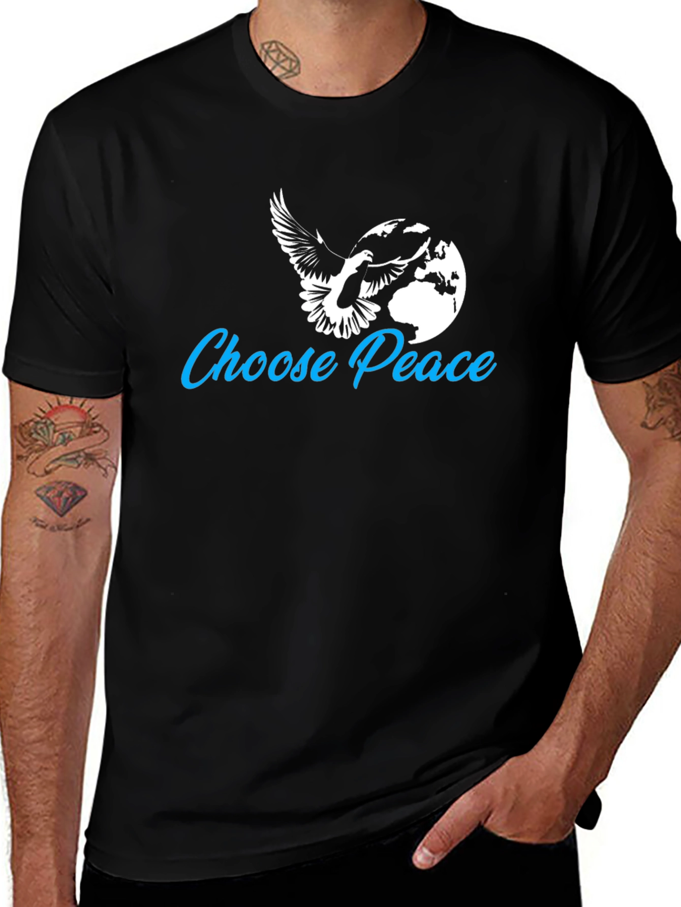 Variant 2 of Choose Peace T-Shirt - Dove and Globe Graphic