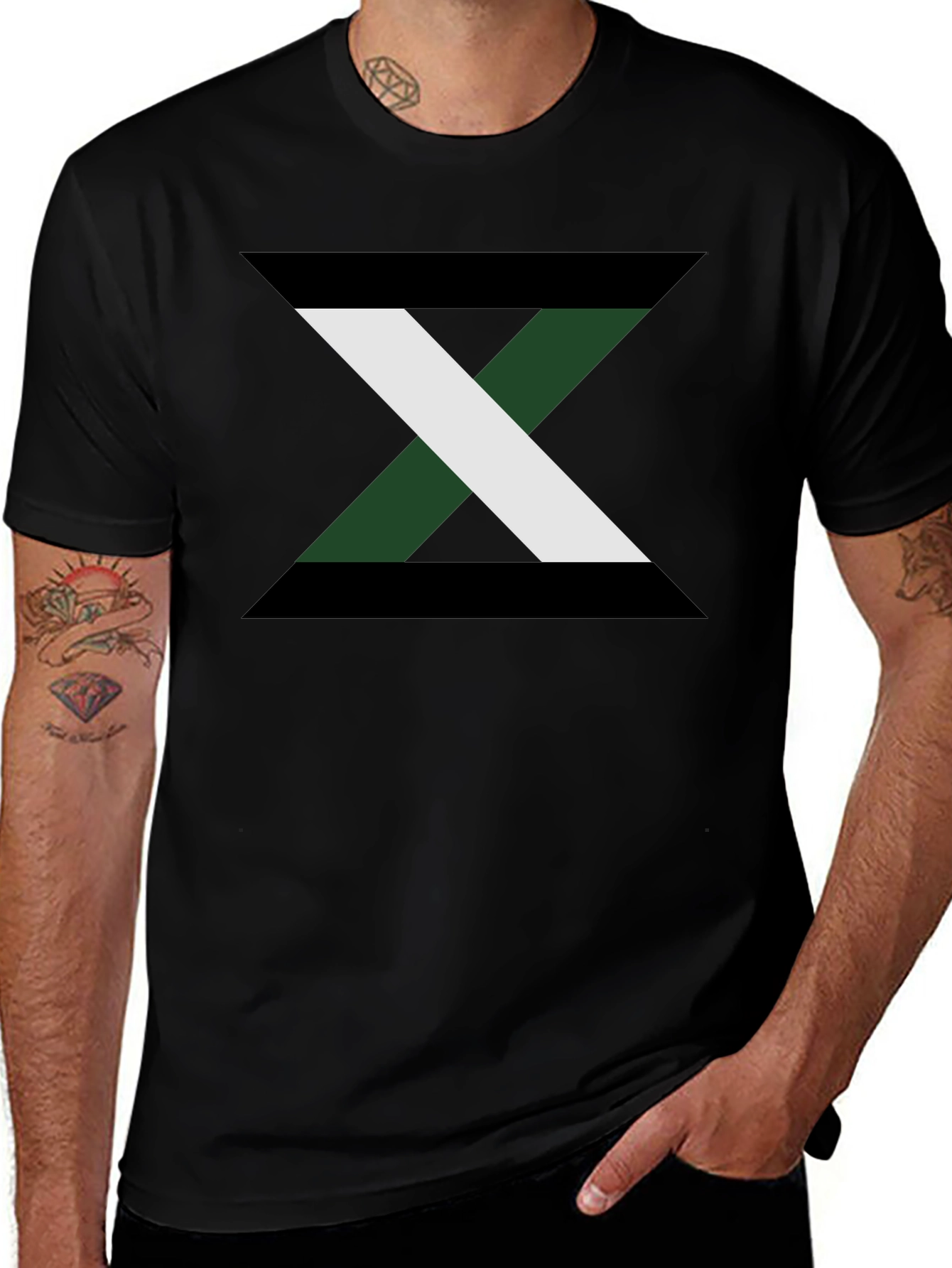 Variant 20 of Modern Geometric X Graphic Black T-Shirt