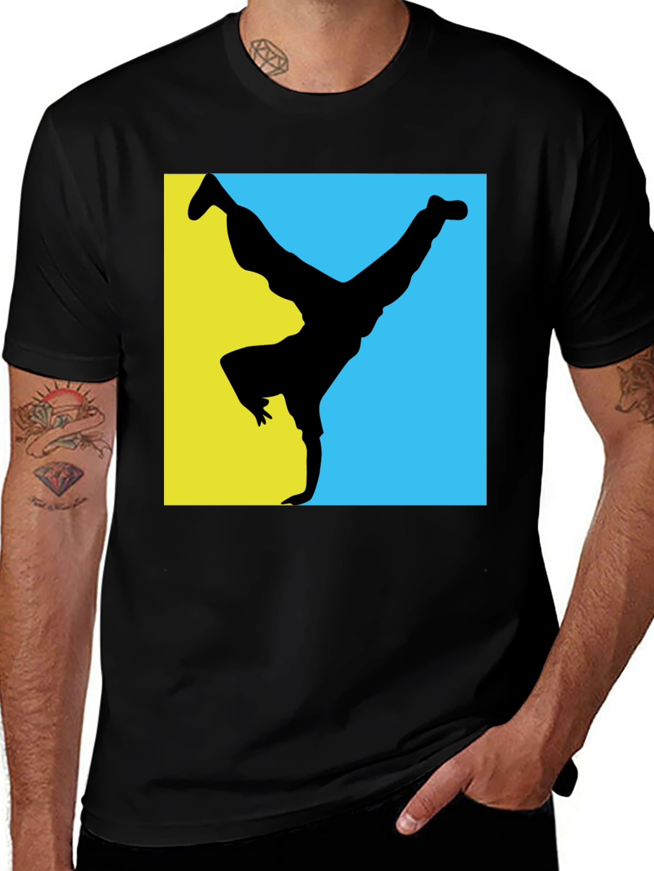 Variant 26 of B-Boy Silhouette Graphic Tee - Black