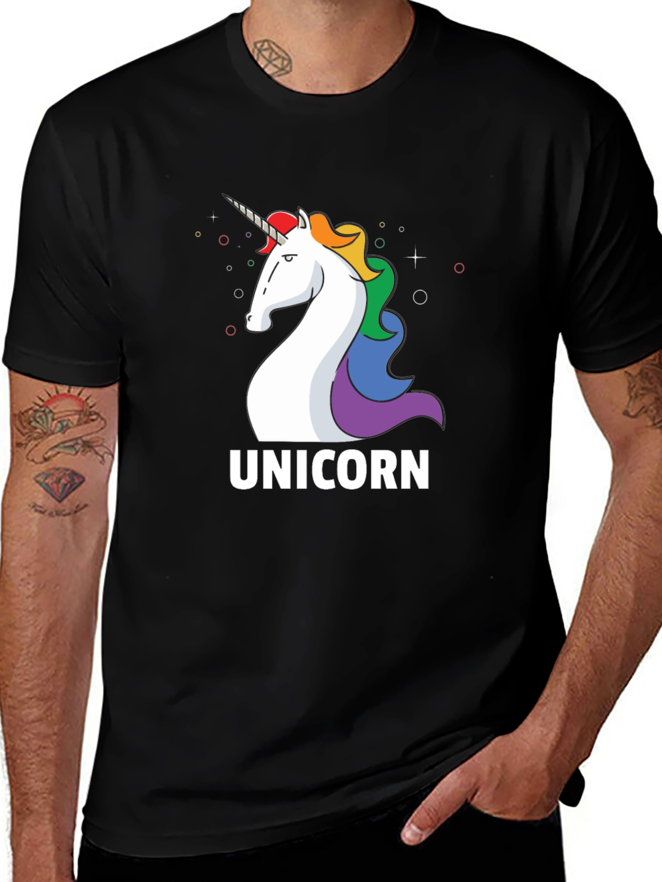 Variant 3 of Unicorn Graphic Tee - Black Cotton Casual T-Shirt