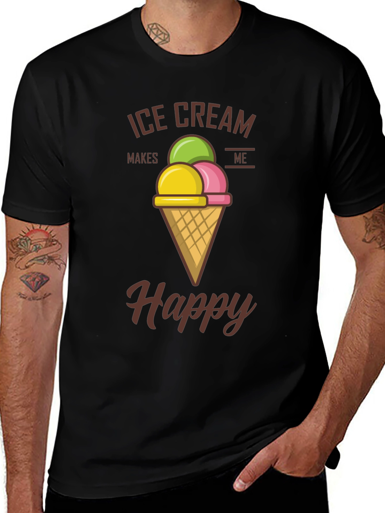 Variant 29 of Ice Cream Makes Me Happy Graphic T-Shirt