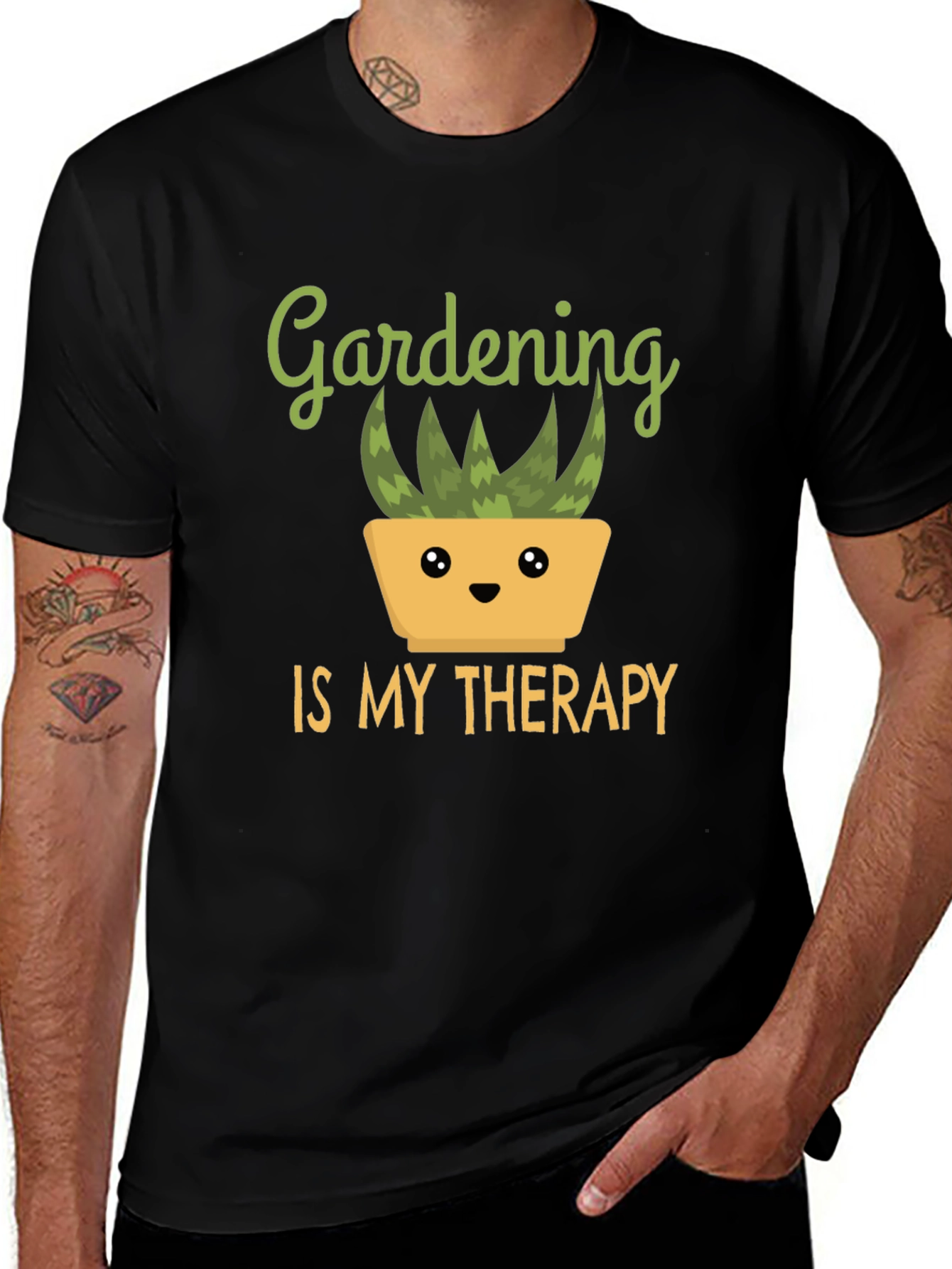 Variant 26 of Gardening is My Therapy T-Shirt - Black