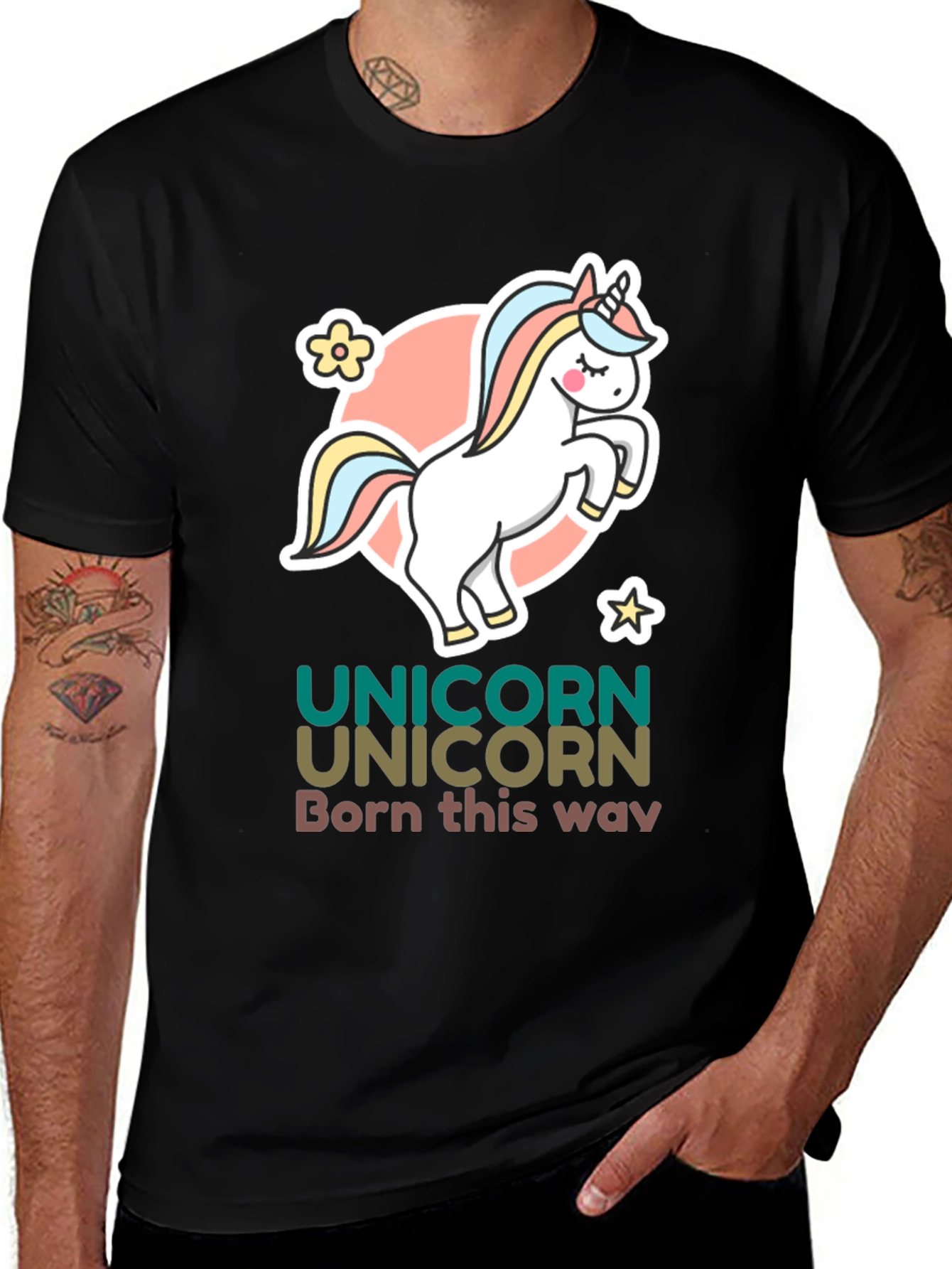 Variant 26 of Unicorn Born This Way Graphic Tee