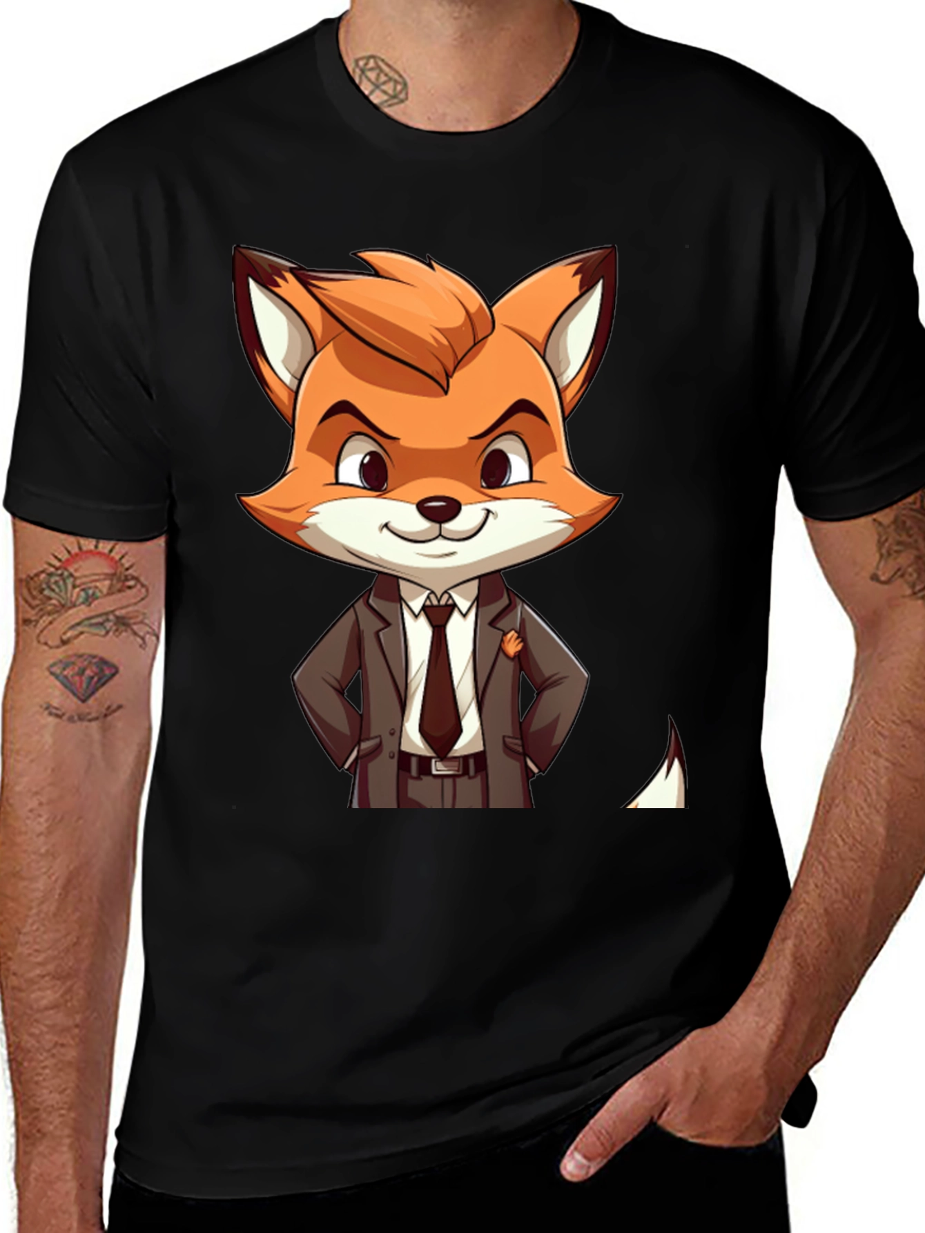 Variant 3 of Fox in Suit Graphic T-Shirt - Cool Cartoon Design