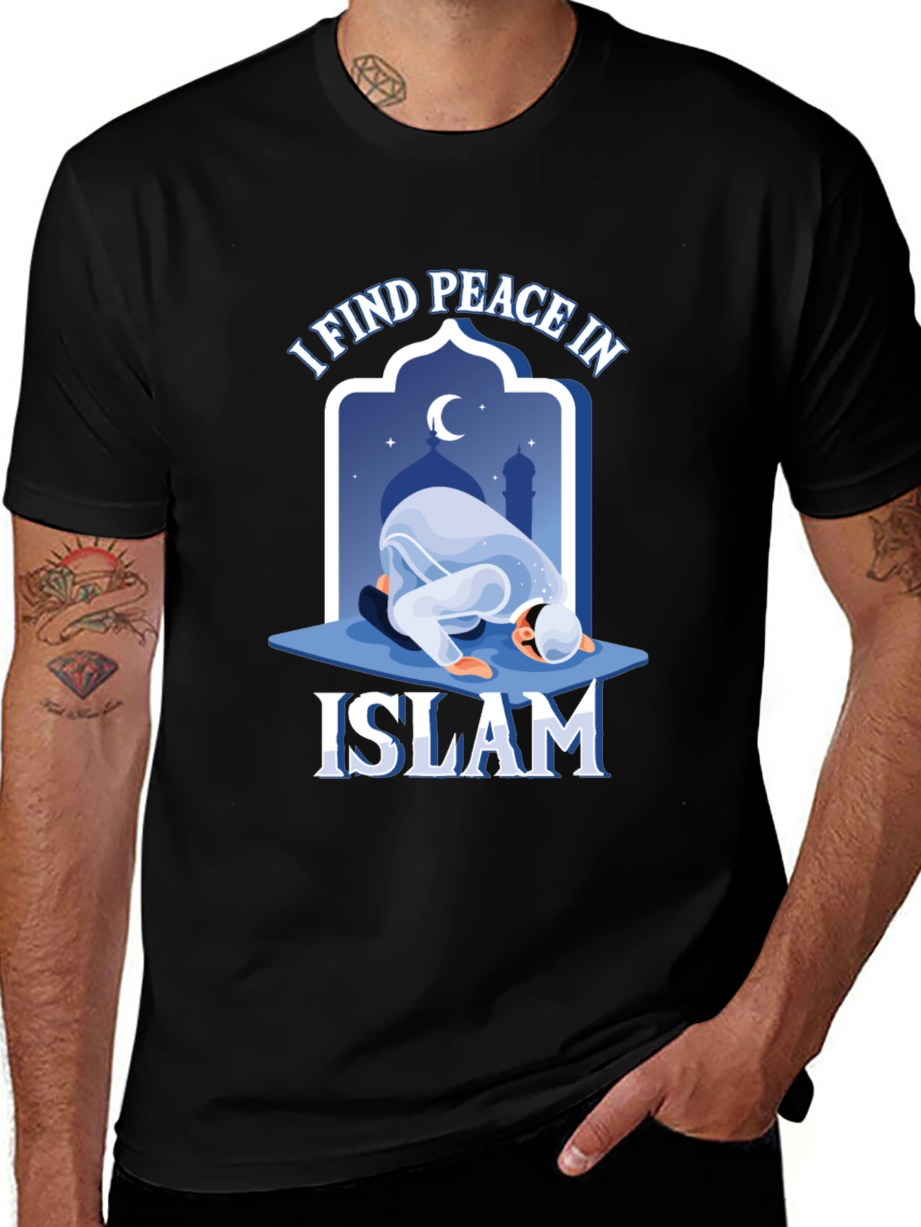 Variant 24 of I Find Peace In Islam T-Shirt - Muslim Prayer Tee