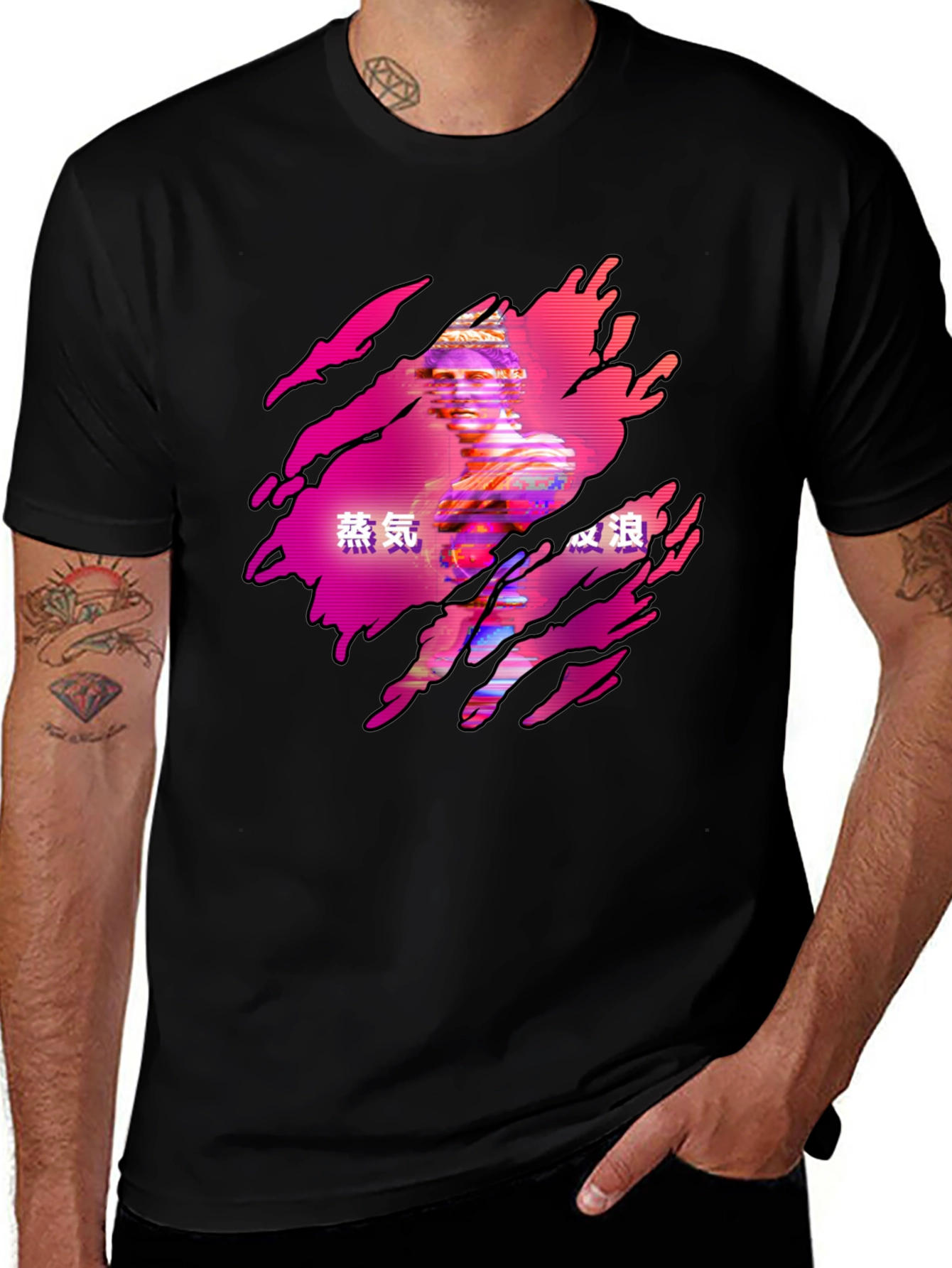 Variant 3 of Vaporwave Statue Graphic Tee - Black