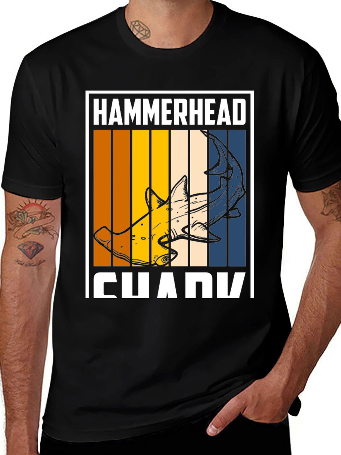 Variant 21 of Hammerhead Shark Graphic T-Shirt - Retro Style Tee
