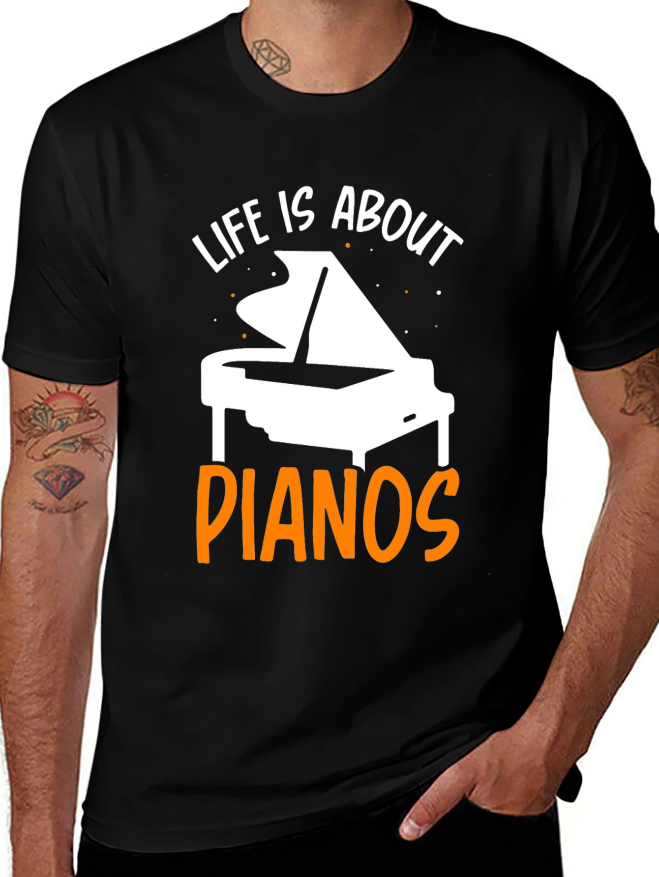 Black Life Is About Pianos Black T-Shirt main image
