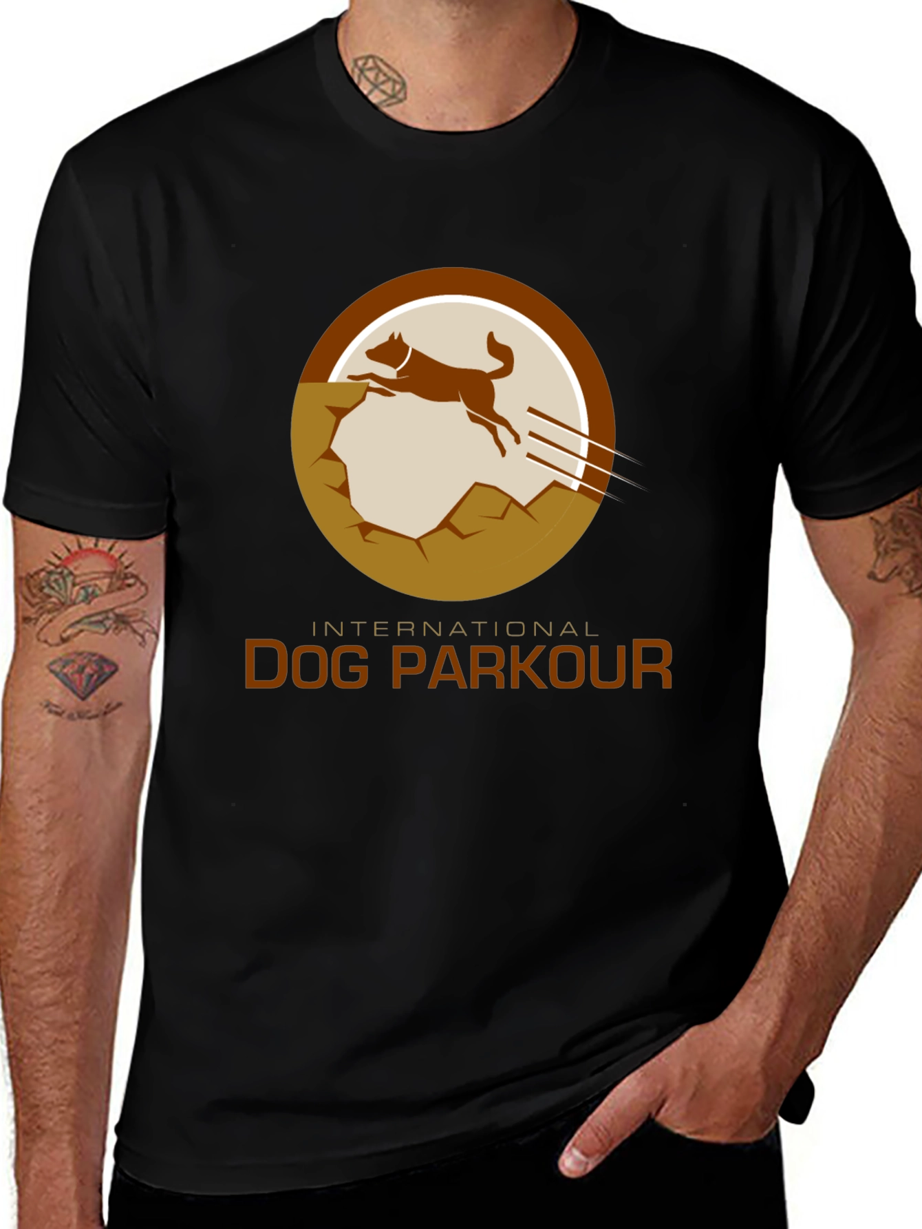 Variant 22 of Dog Parkour Graphic Tee - Black Cotton T-Shirt