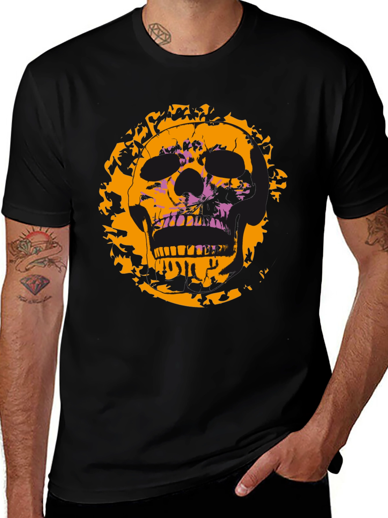 Variant 23 of Skull Graphic Tee - Edgy Black T-Shirt