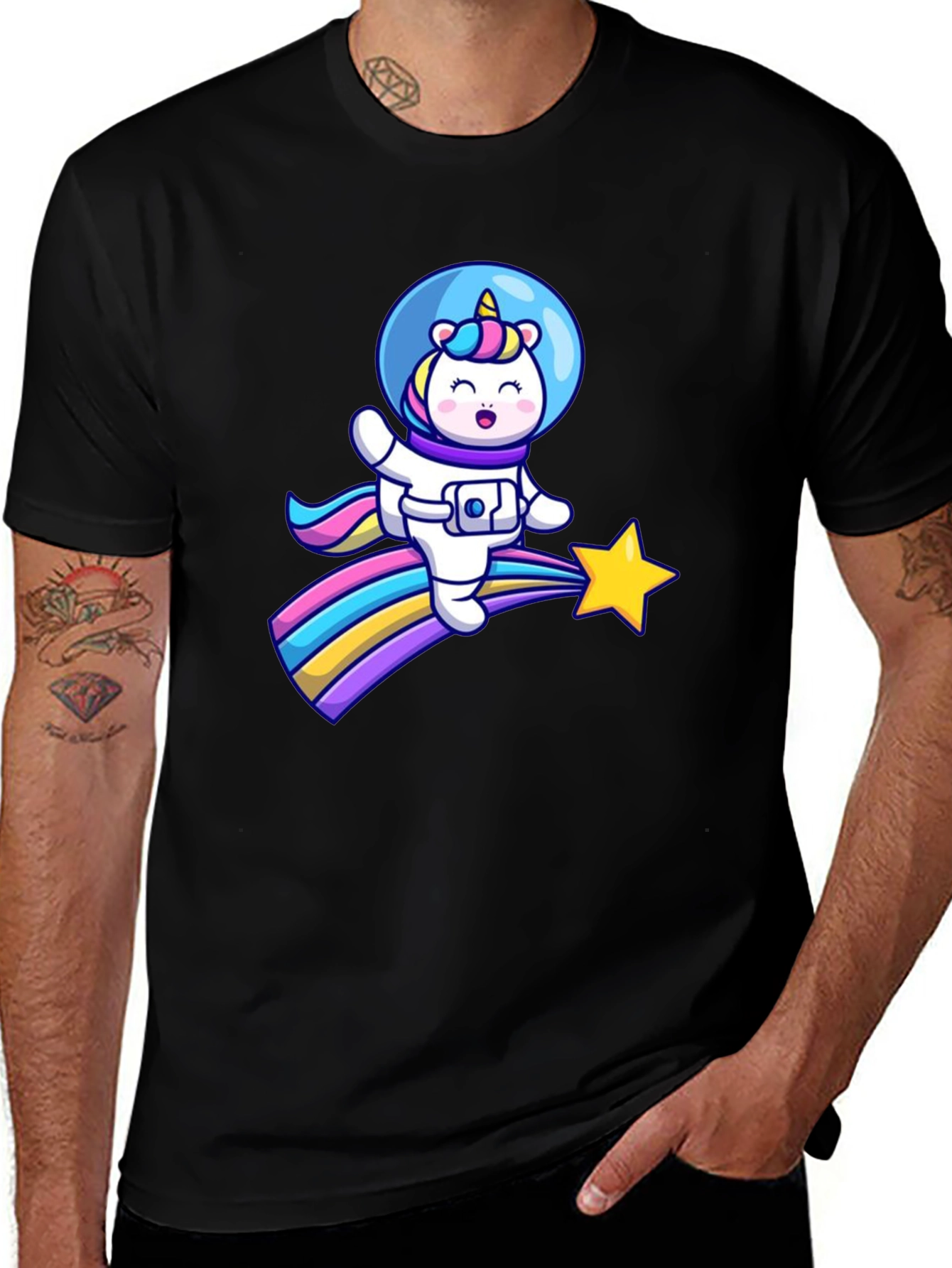 Variant 6 of Unicorn Astronaut T-Shirt - Space Rainbow Tee