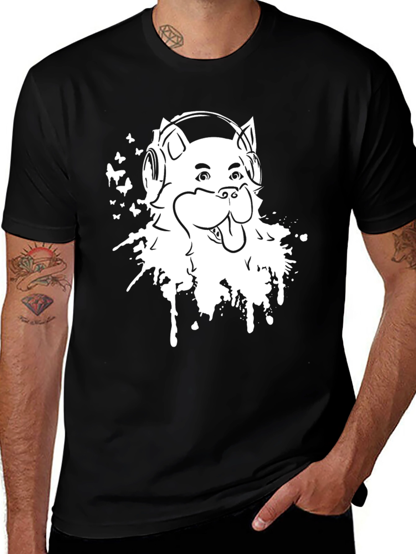 Variant 25 of Cool Dog Graphic Tee - Music Lover Design