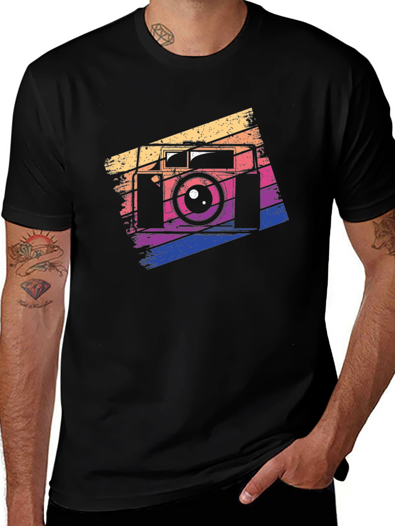Variant 18 of Retro Camera Graphic Tee - Vintage Style Black T-Shirt