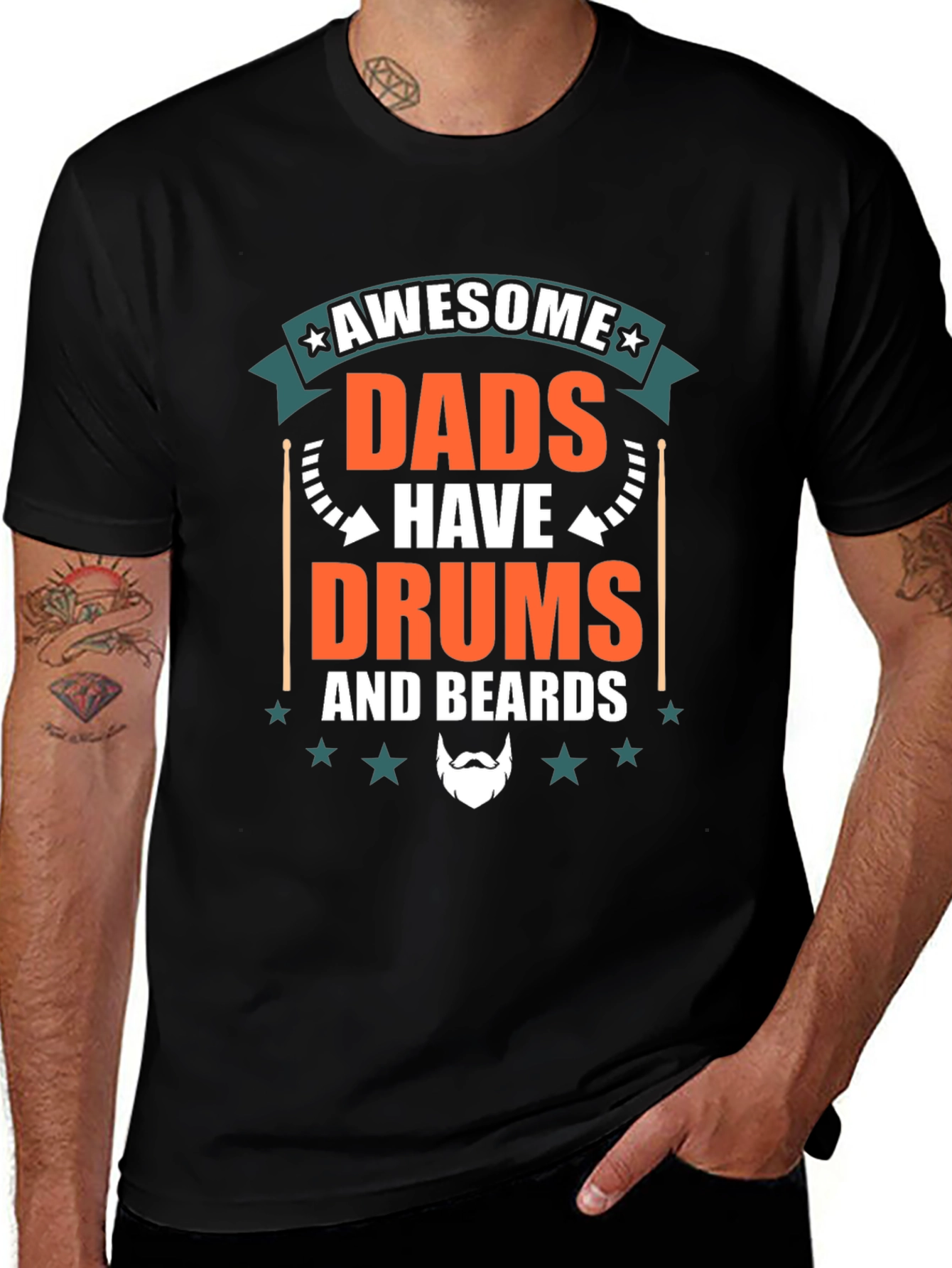 Variant 12 of Awesome Dads Have Drums and Beards T-Shirt
