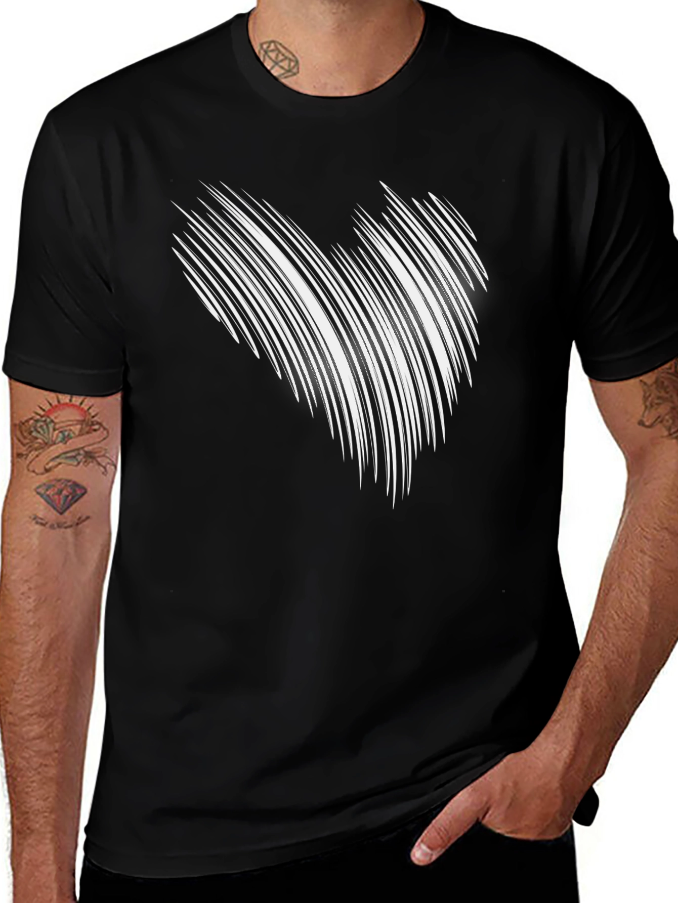 Variant 5 of Abstract Line Art Graphic Black Tee