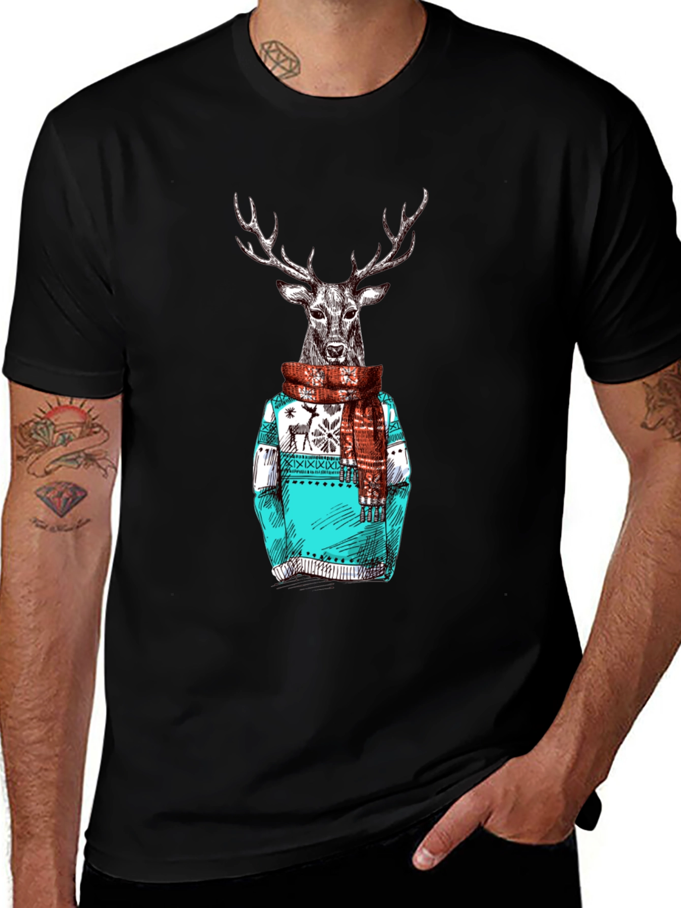 Variant 22 of Deer in Sweater Graphic T-Shirt