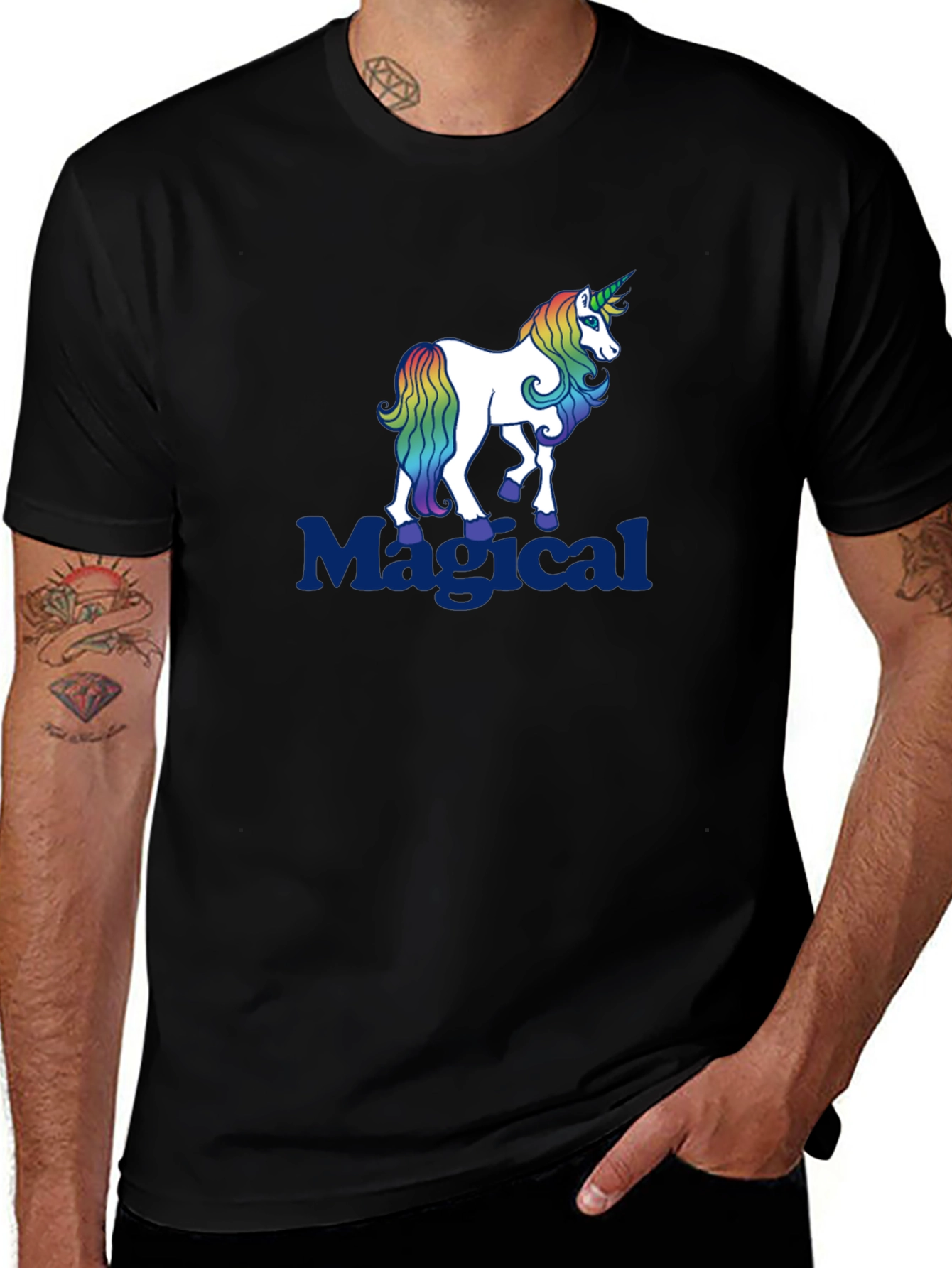 Variant 29 of Magical Unicorn Graphic Tee - Soft Cotton Black T-Shirt