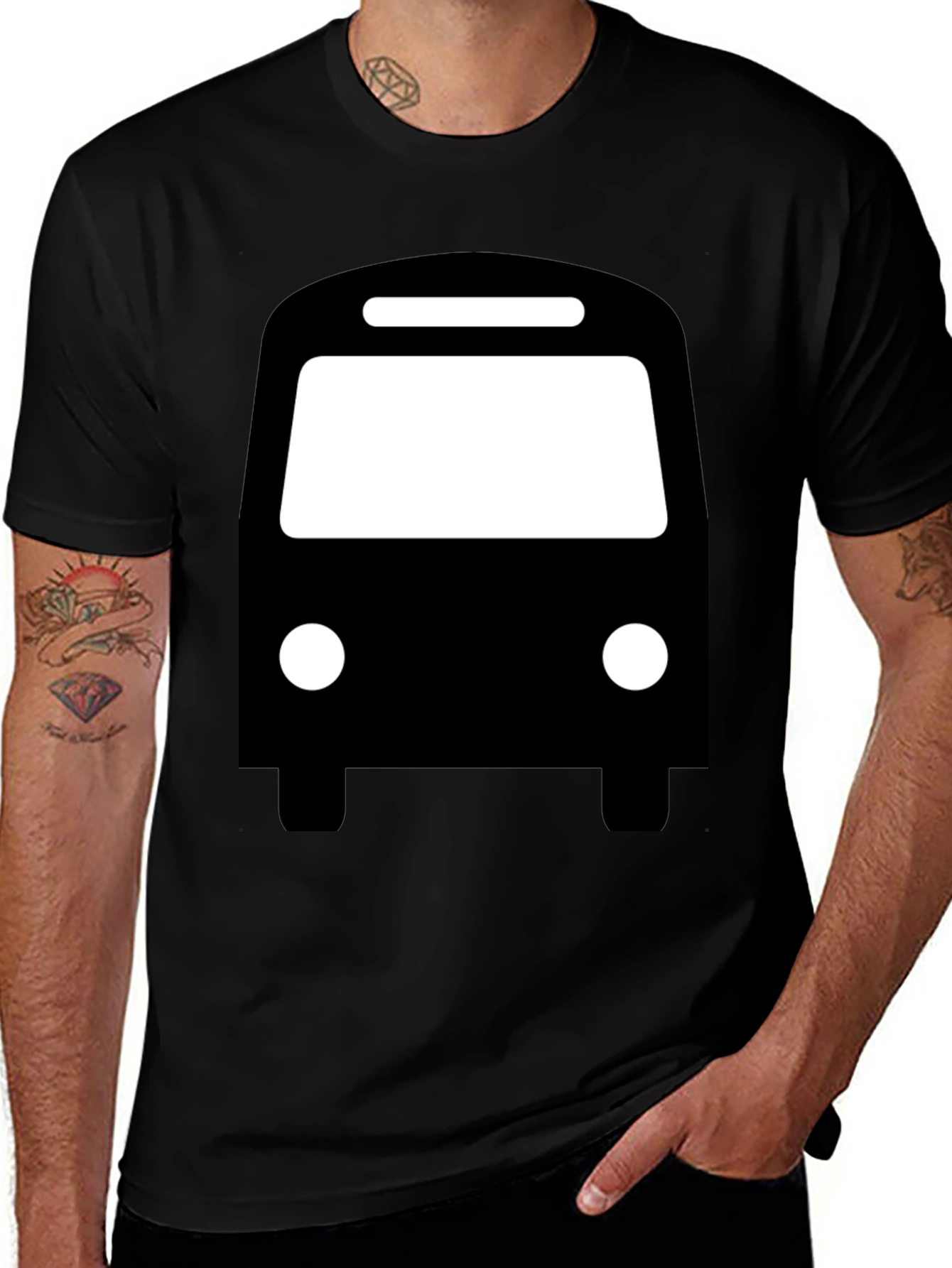 Bus Graphic T-Shirt - Black Cotton Tee