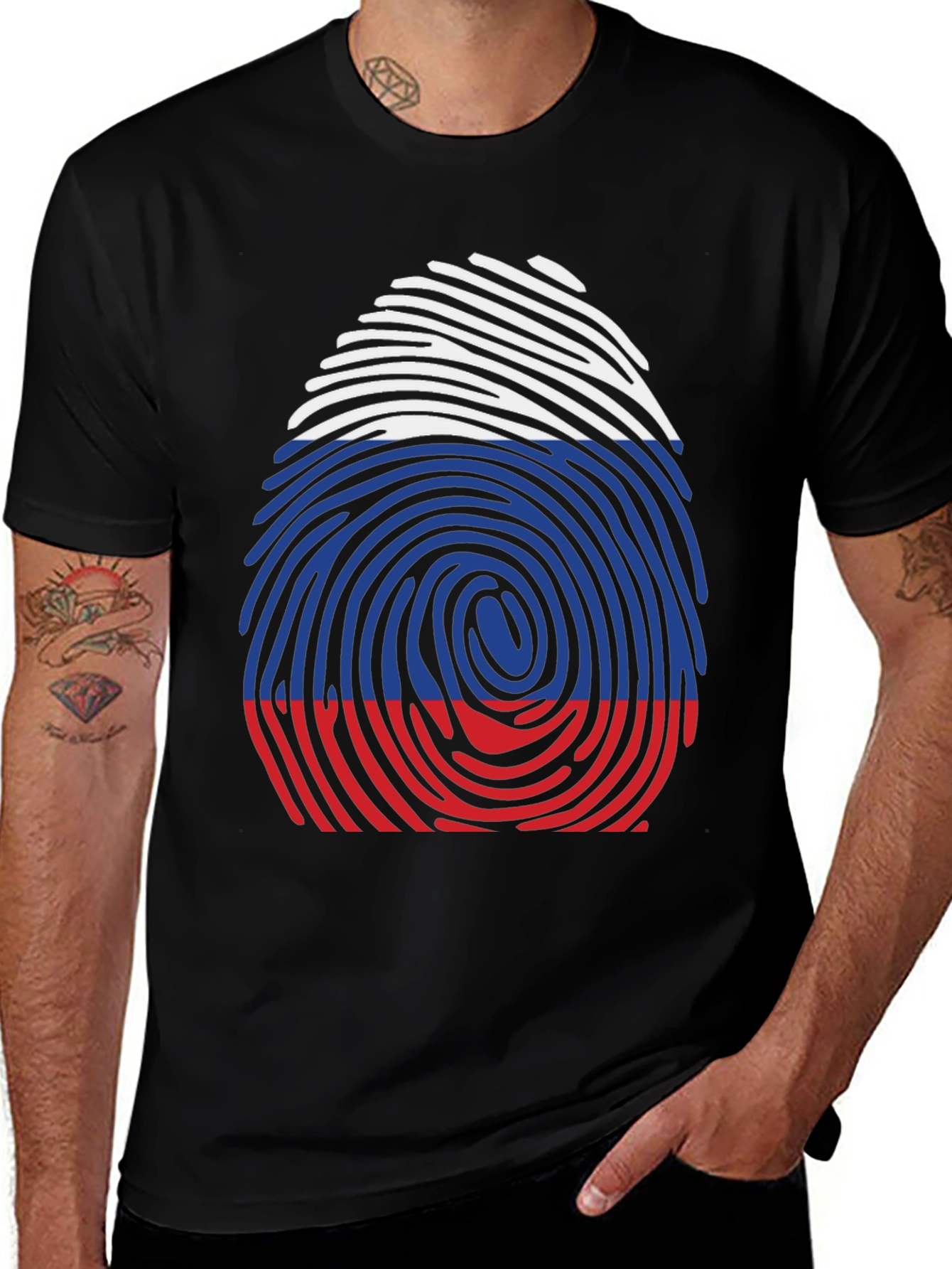 Russian Flag Fingerprint Graphic Tee