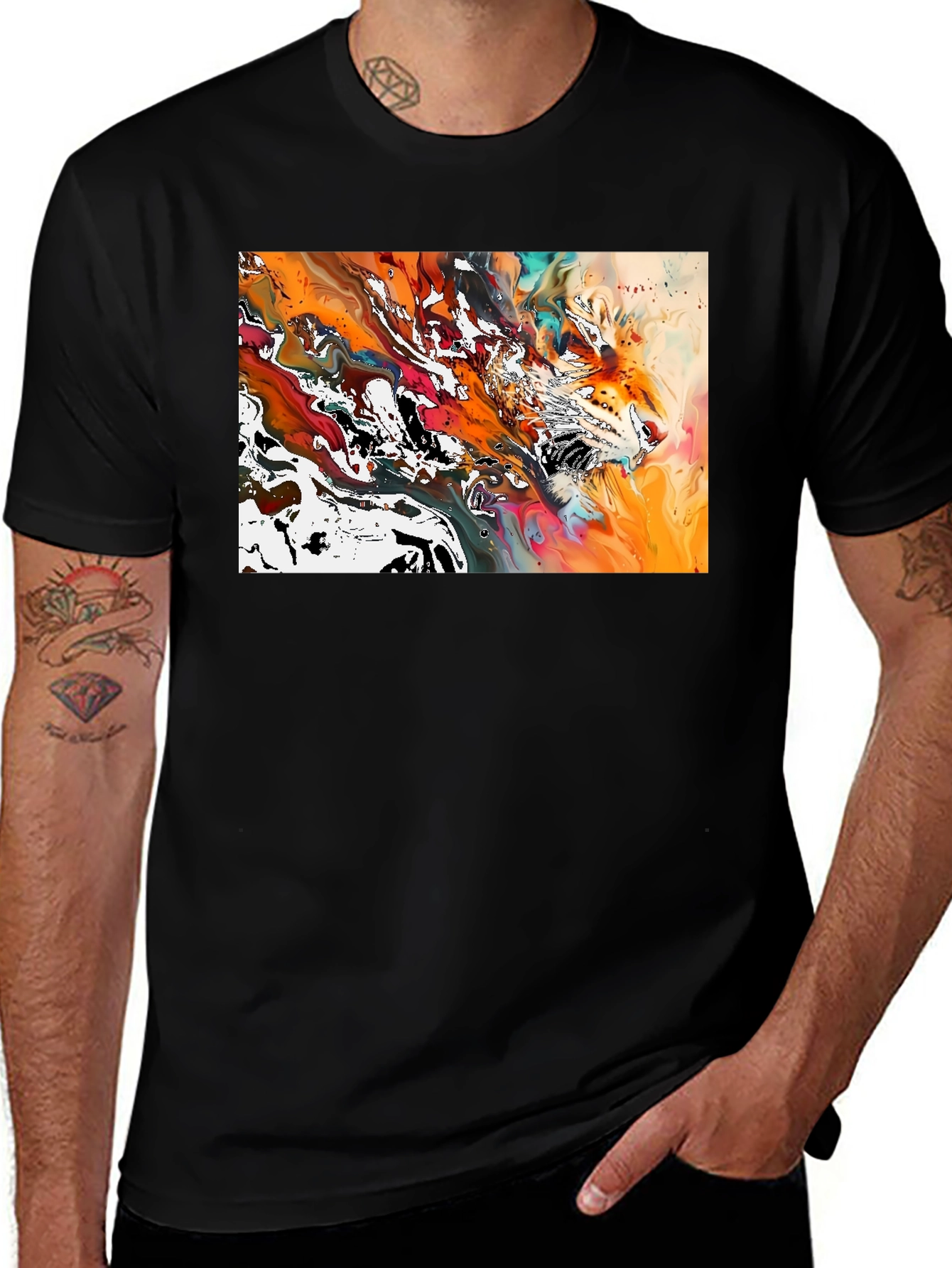 Variant 5 of Abstract Tiger Print Black T-Shirt