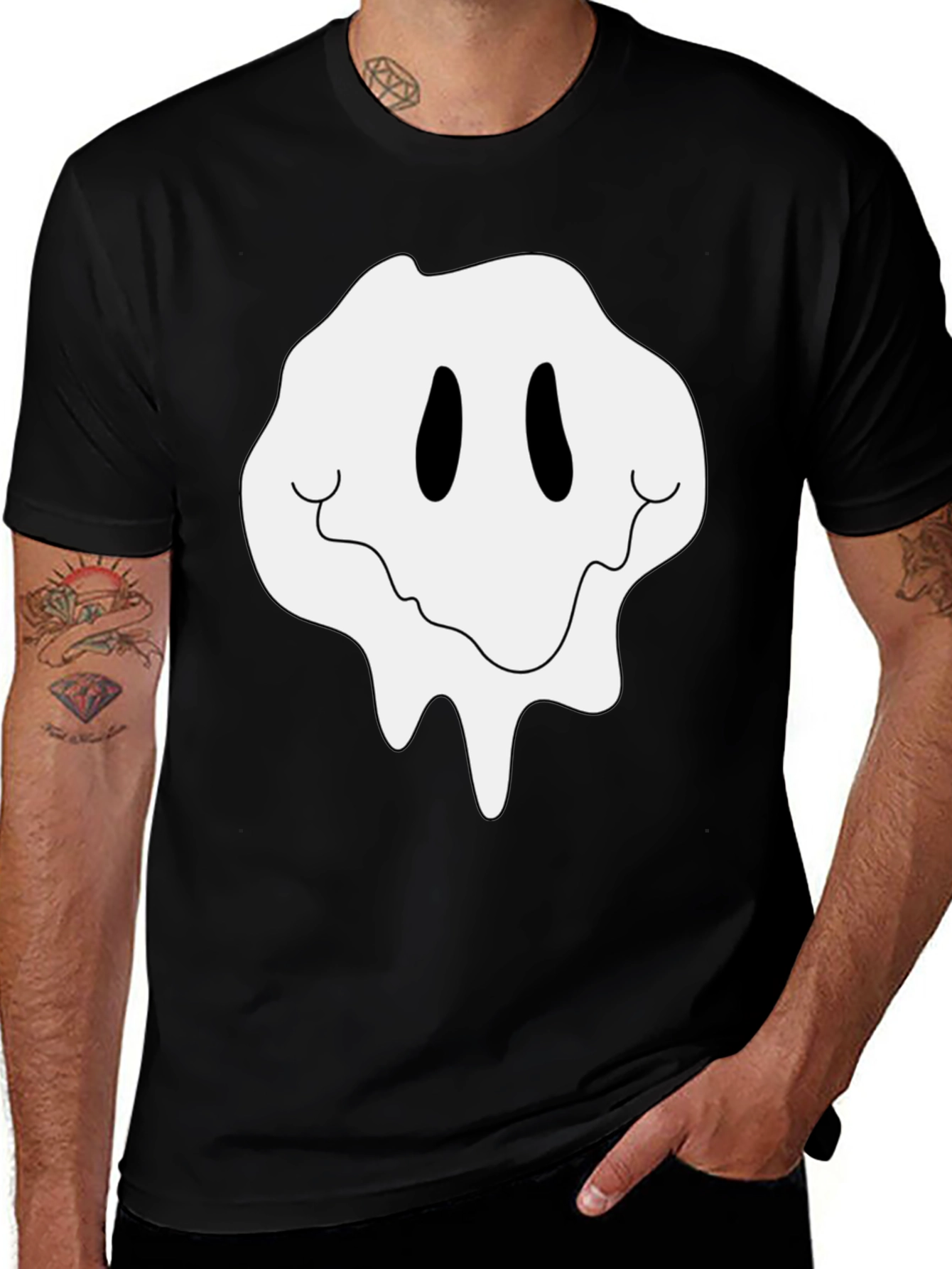 Variant 15 of Melting Smiley Graphic Tee - Black