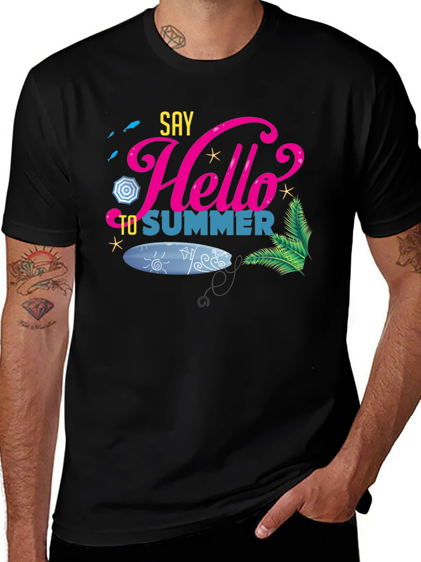 Variant 8 of Say Hello to Summer Black T-Shirt