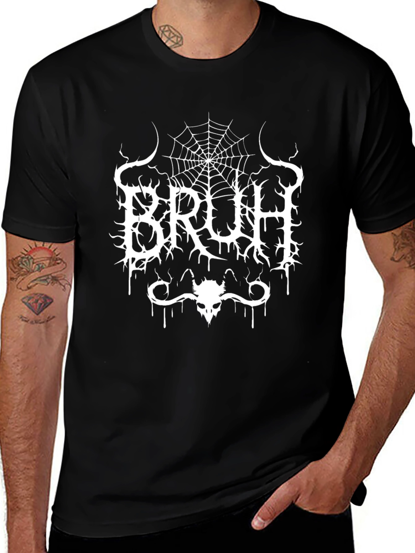 Variant 28 of Bruh Black Metal Style Graphic T-Shirt